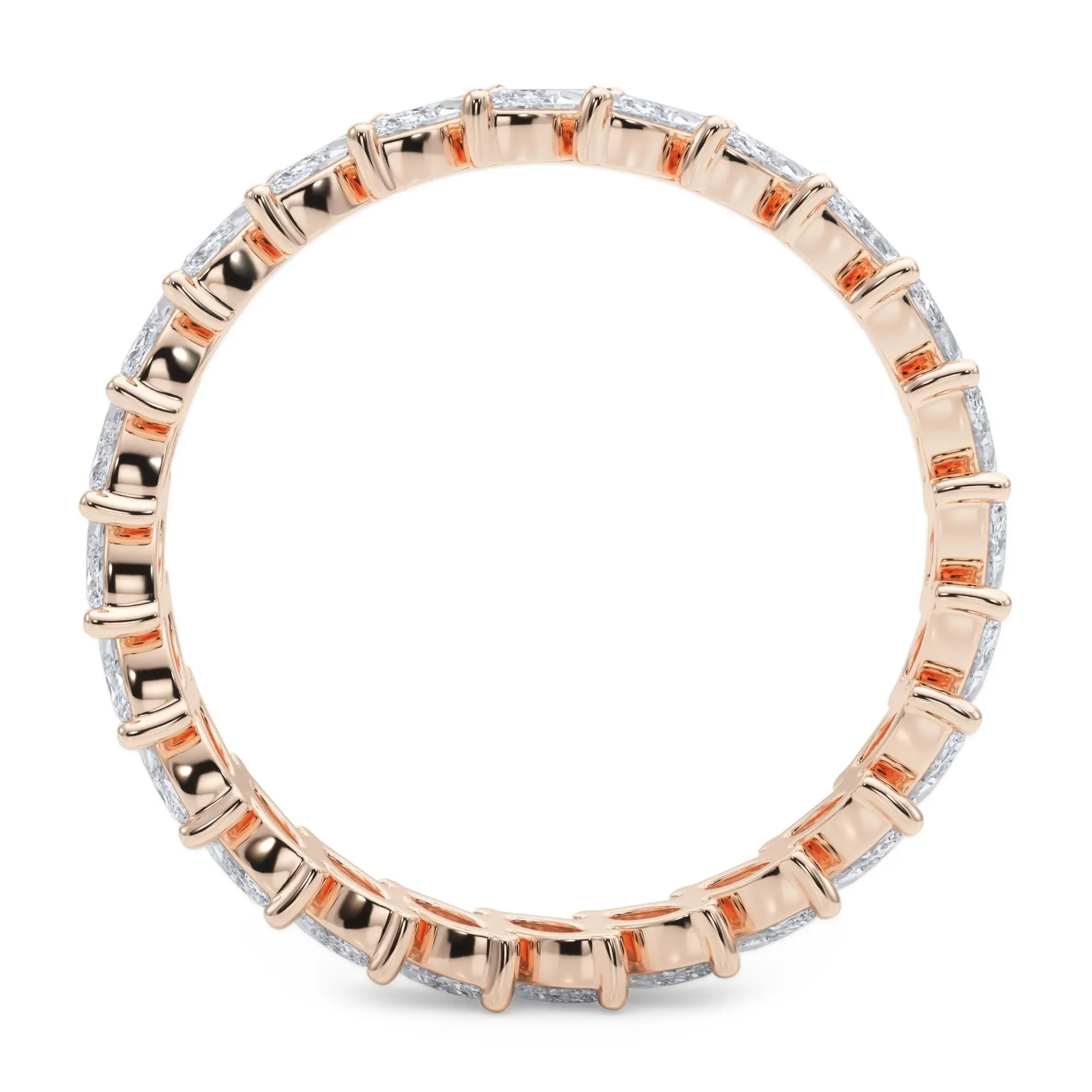2 CT. Tw. Lab Grown Diamond Marquise Slant Eternity Band Ring 14K Rose Gold Size 5 4mm - Image 2