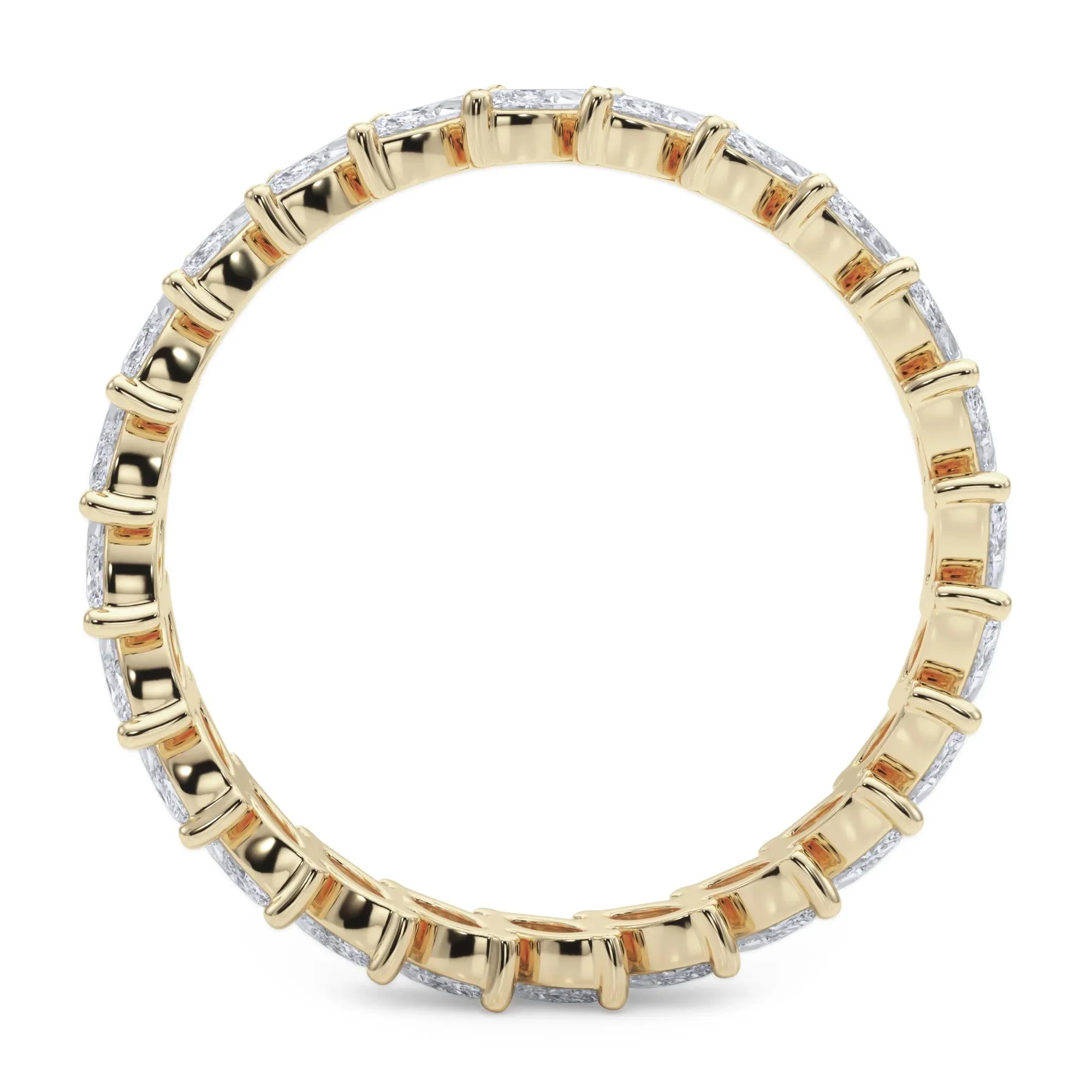2 CT. Tw. Lab Grown Diamond Marquise Slant Eternity Band Ring 14K Yellow Gold Size 6 4mm - Image 2