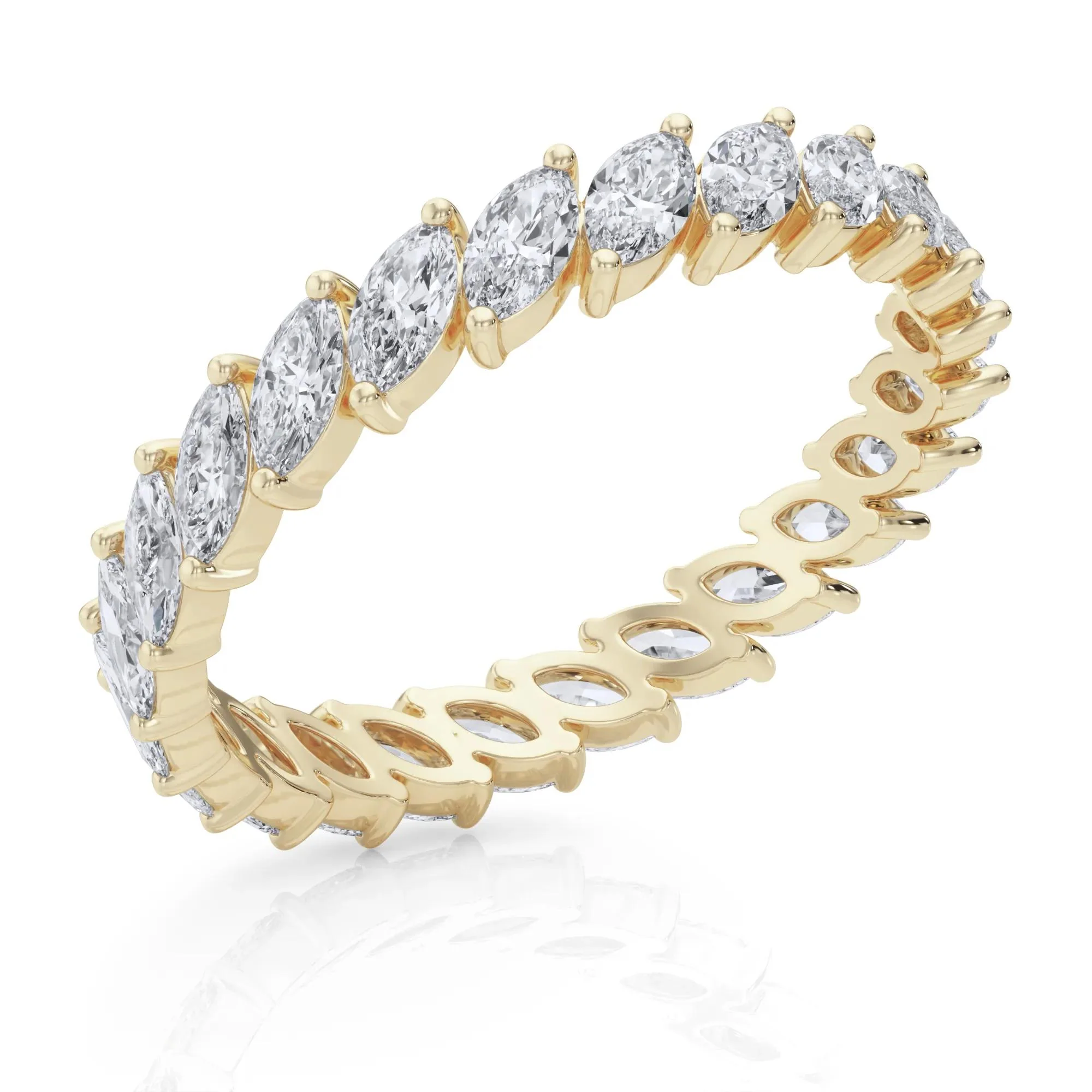 2 CT. Tw. Lab Grown Diamond Marquise Slant Eternity Band Ring 14K Yellow Gold Size 7.5 4mm - Image 5
