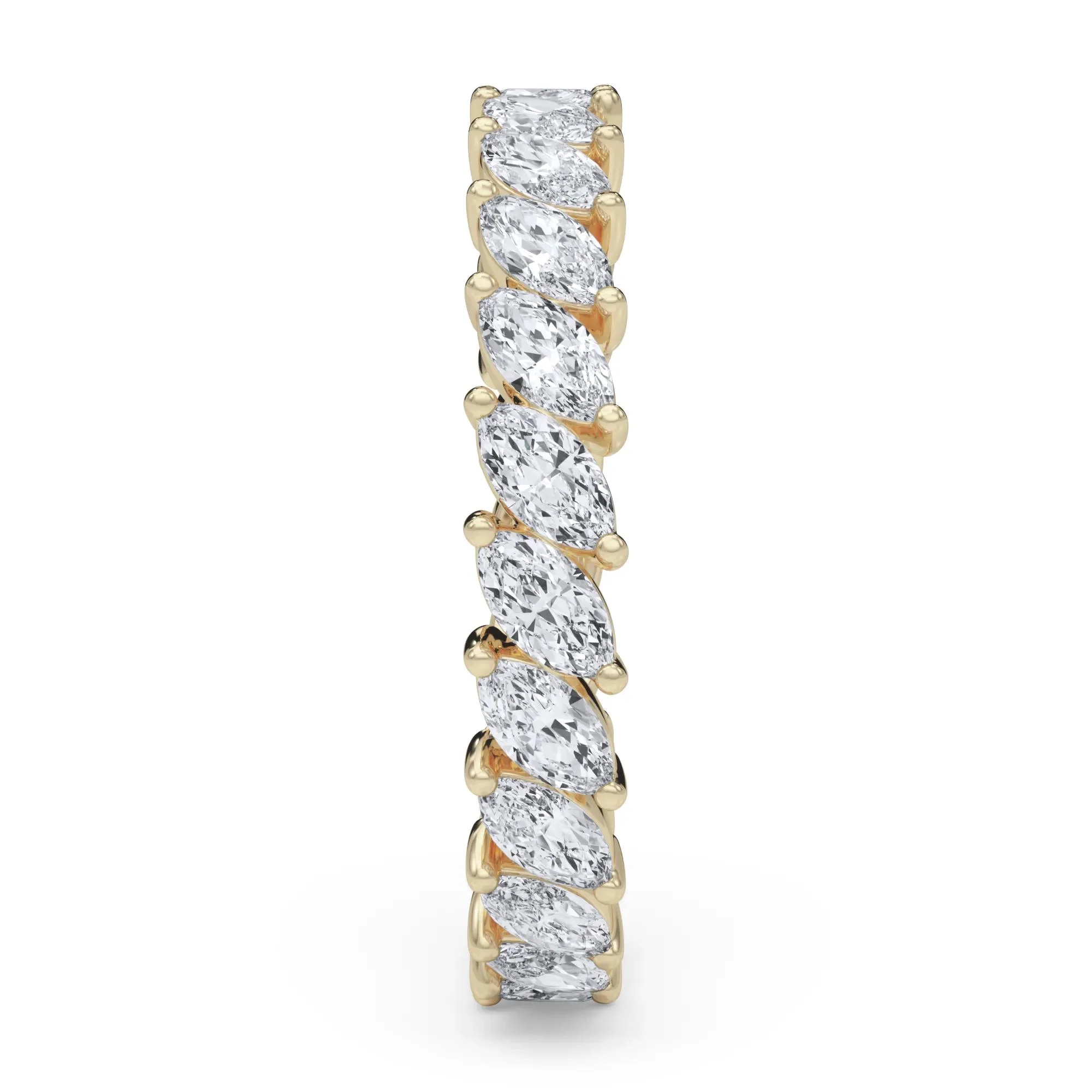 2 CT. Tw. Lab Grown Diamond Marquise Slant Eternity Band Ring 14K Yellow Gold Size 9 4mm - Image 3
