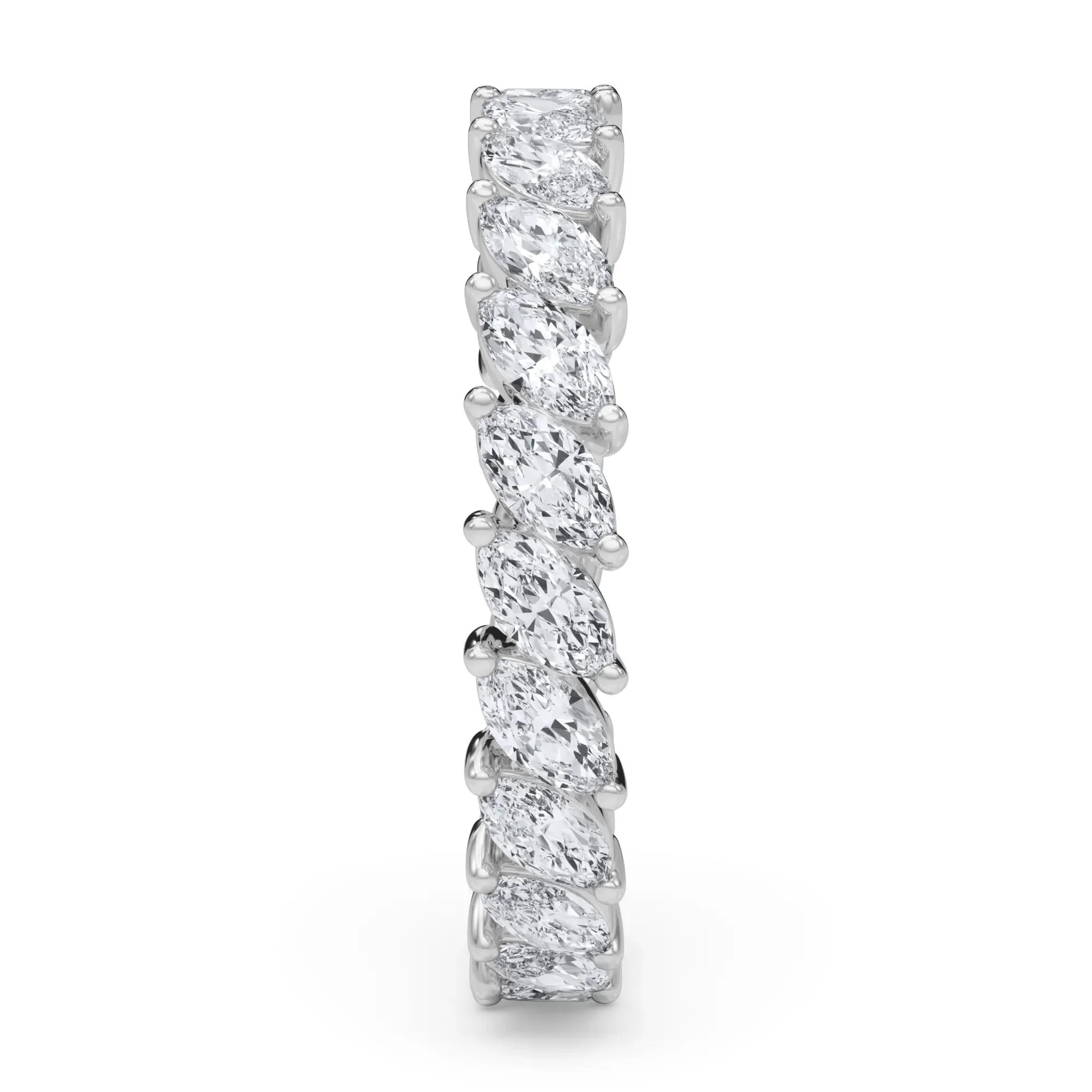 2 CT. Tw. Lab Grown Diamond Marquise Slant Eternity Band Ring Platinum White Size 4 4mm - Image 3