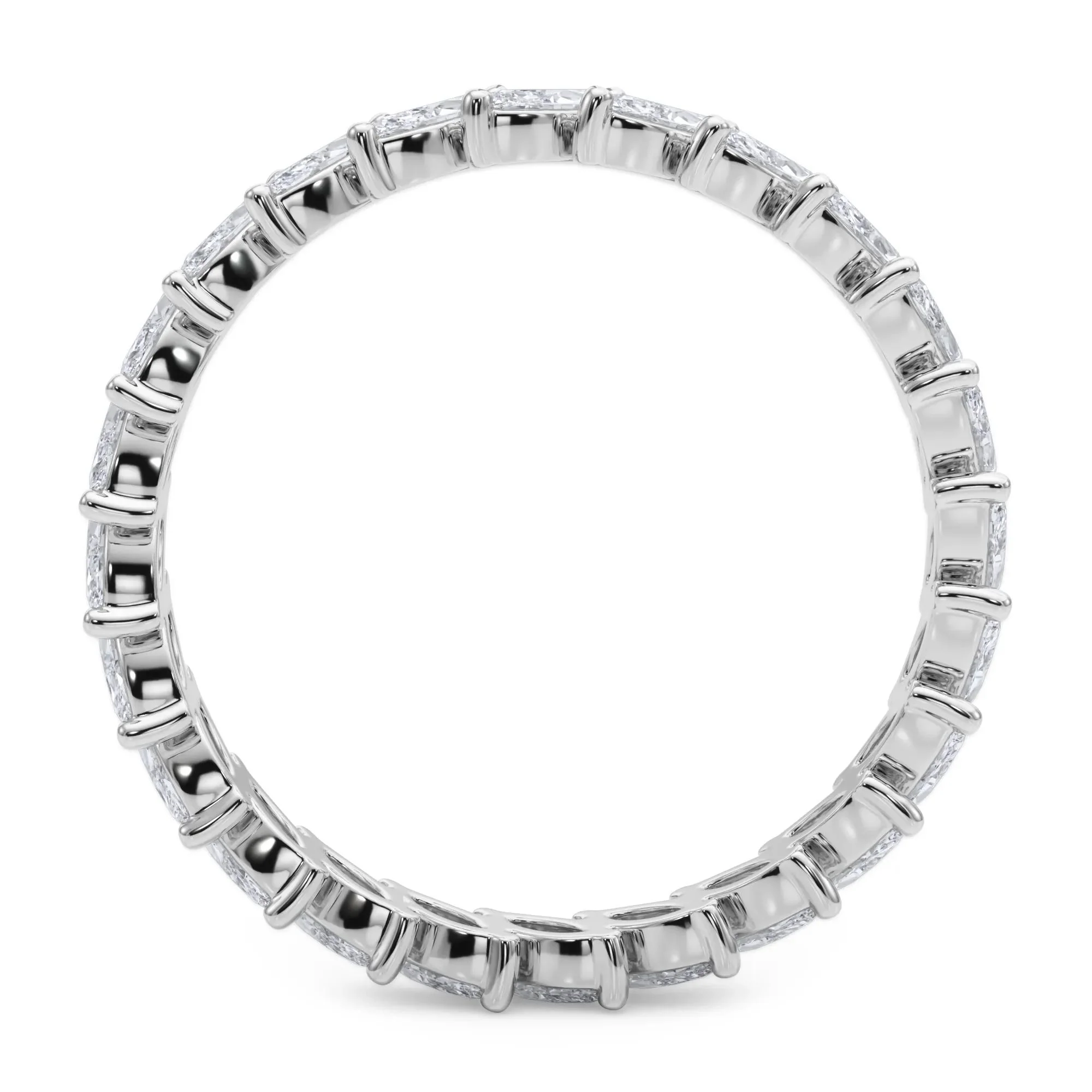2 CT. Tw. Lab Grown Diamond Marquise Slant Eternity Band Ring Platinum White Size 4.5 4mm - Image 2