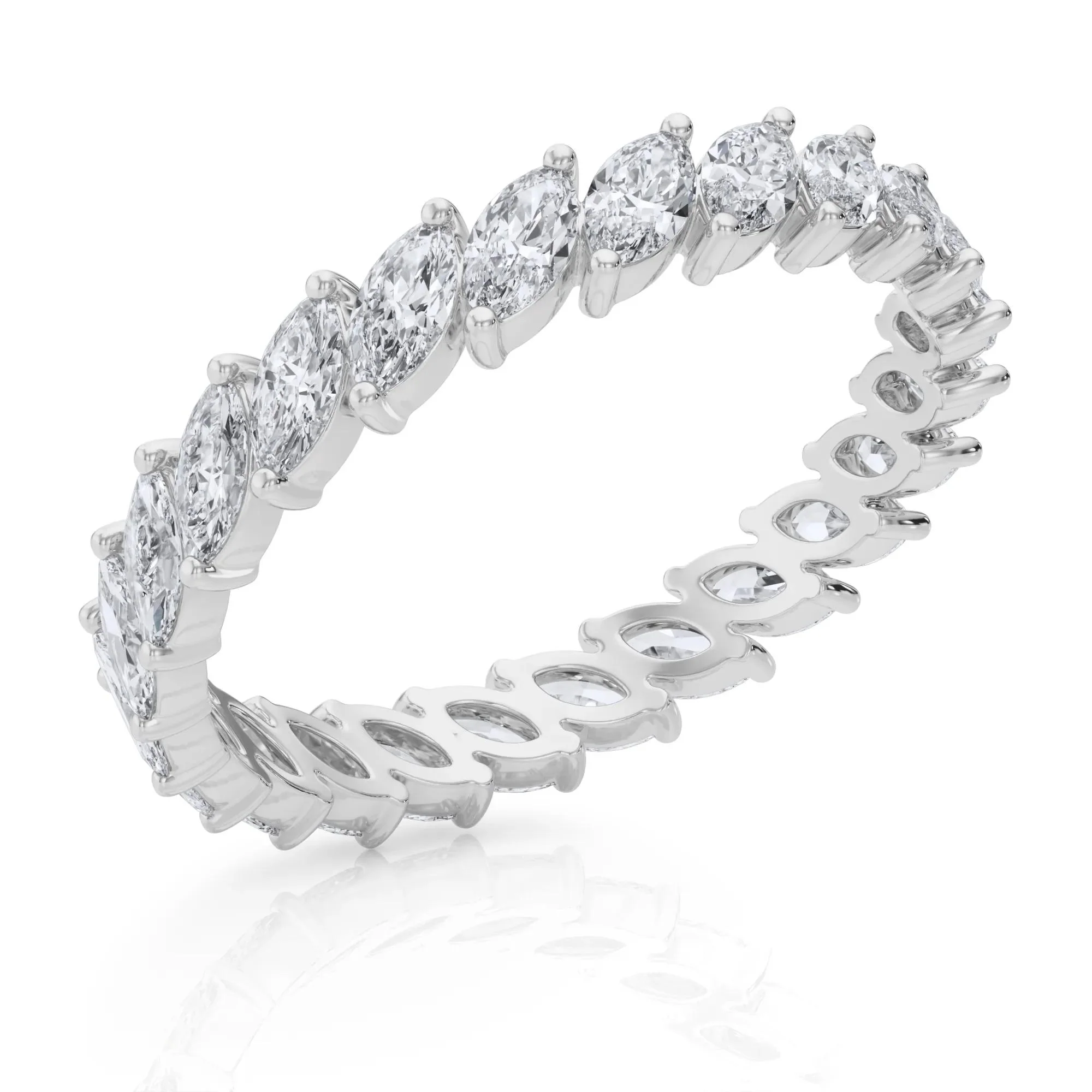 2 CT. Tw. Lab Grown Diamond Marquise Slant Eternity Band Ring Platinum White Size 8 4mm - Image 5
