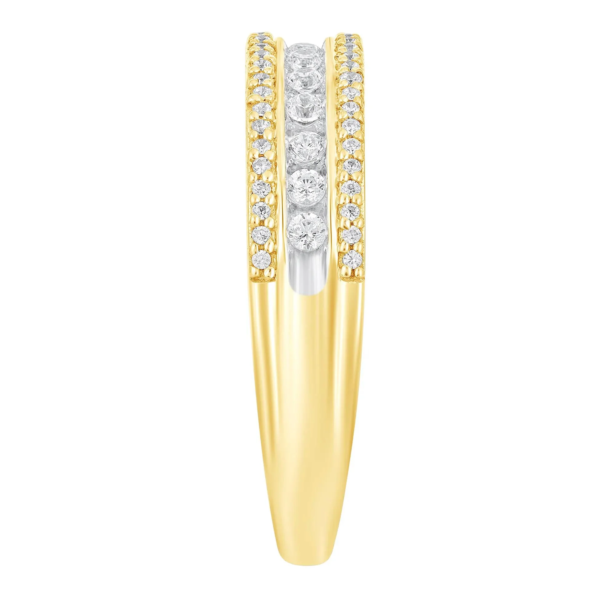 1/4 CT. Tw. Diamond Band Ring 10K Yellow Gold Round Brilliant Cut Size 7.5 4mm - Image 3