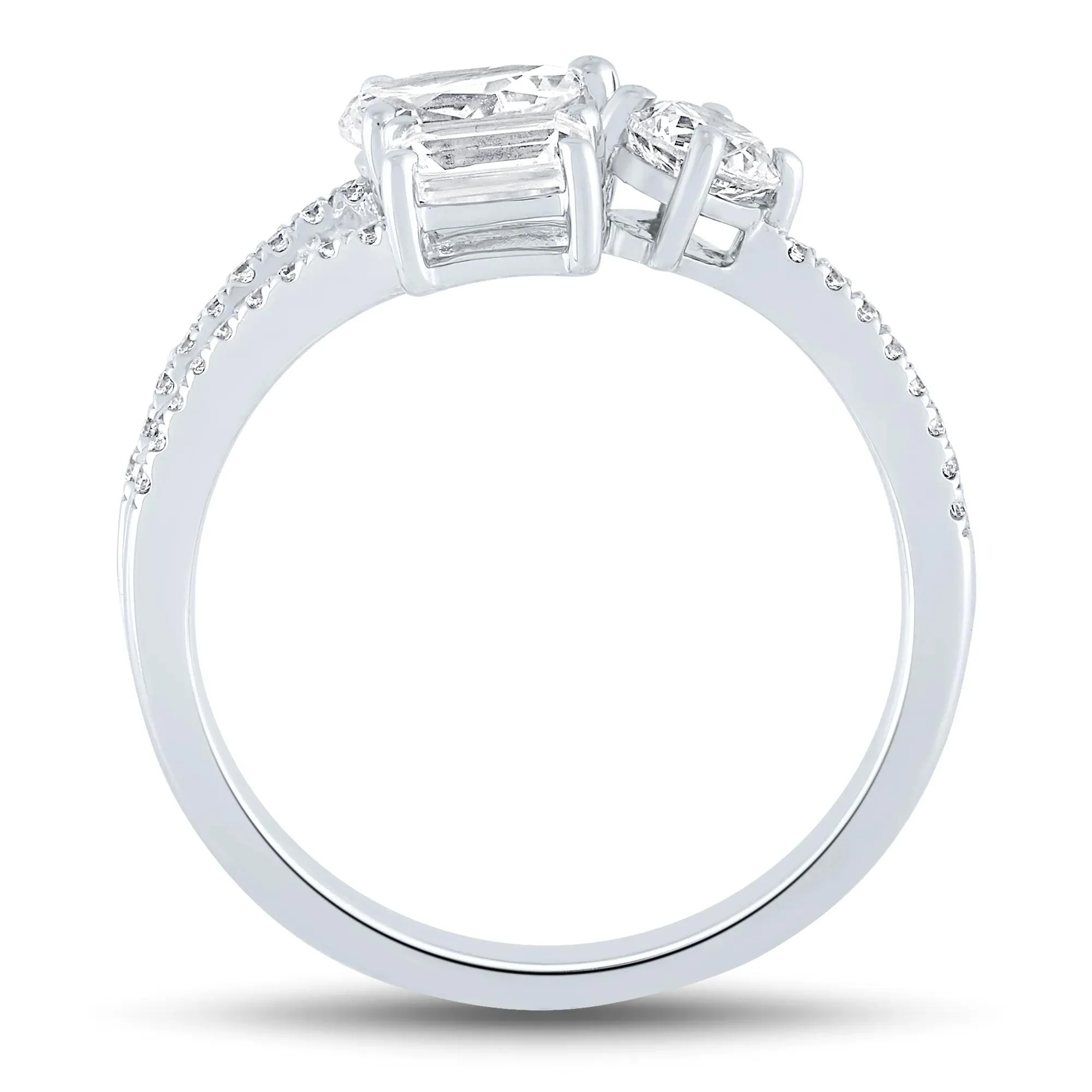 1 CT. Tw. Lab Grown Diamond Multi-Shape Ring 10K White Gold Round Brilliant Cut Size 7 1mm - Image 2
