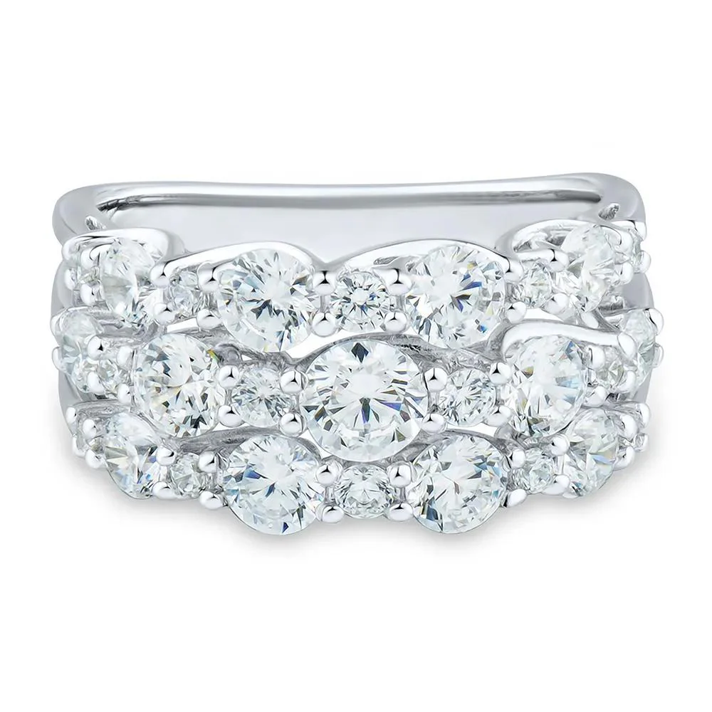 2 CT. Tw. Lab Grown Diamond Band Ring 14K White Gold Round Brilliant Cut Size 6.5 1mm