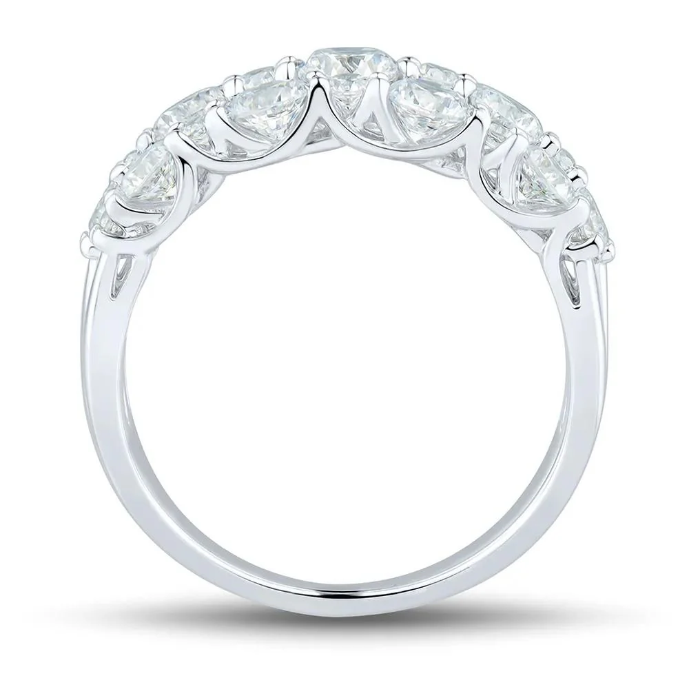 2 CT. Tw. Lab Grown Diamond Band Ring 14K White Gold Round Brilliant Cut Size 9 1mm - Image 2