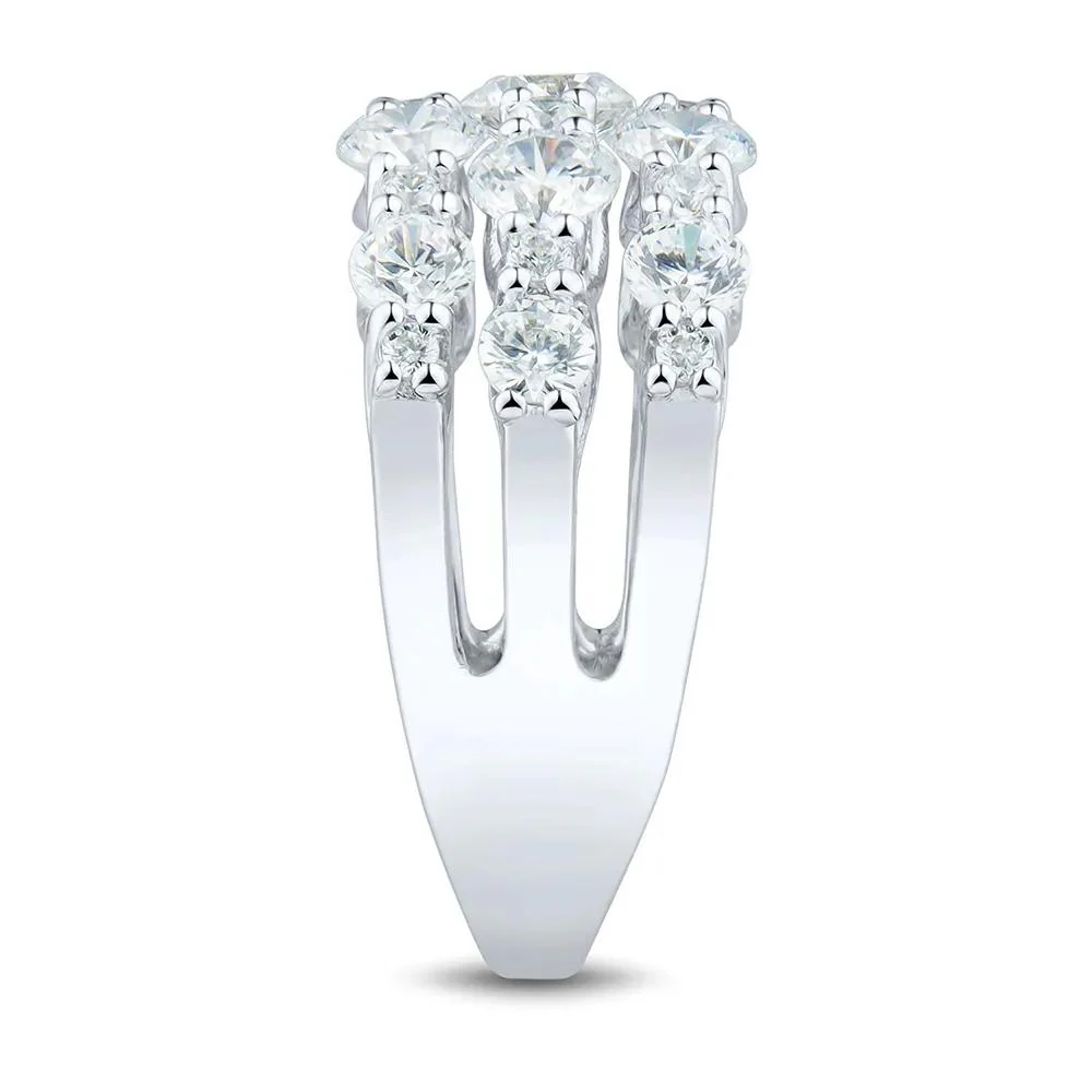 2 CT. Tw. Lab Grown Diamond Band Ring 14K White Gold Round Brilliant Cut Size 9 1mm - Image 3