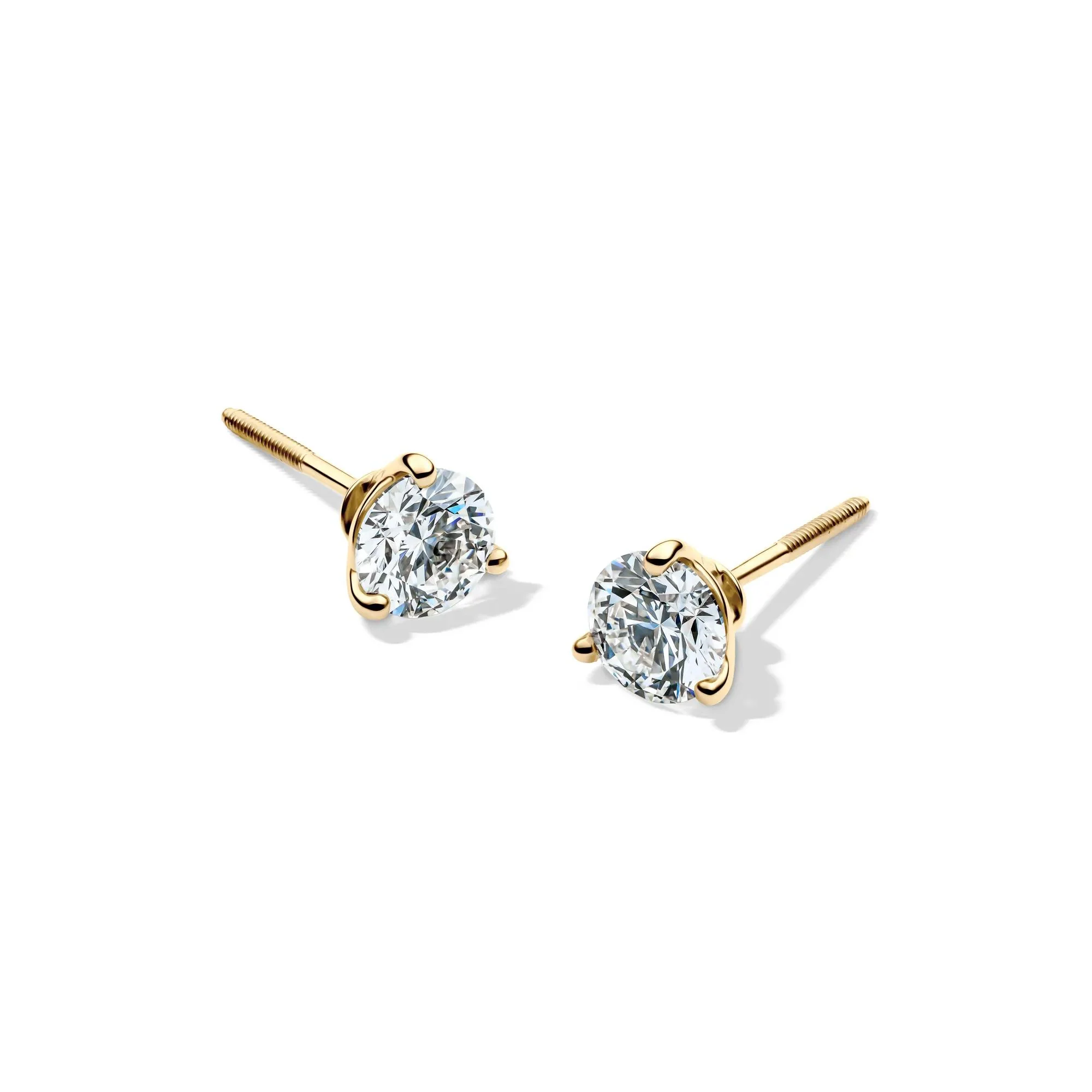 1 CT. Tw. Lab Grown Diamond Martini Stud Earrings 14K Yellow Gold Size 5.20mm