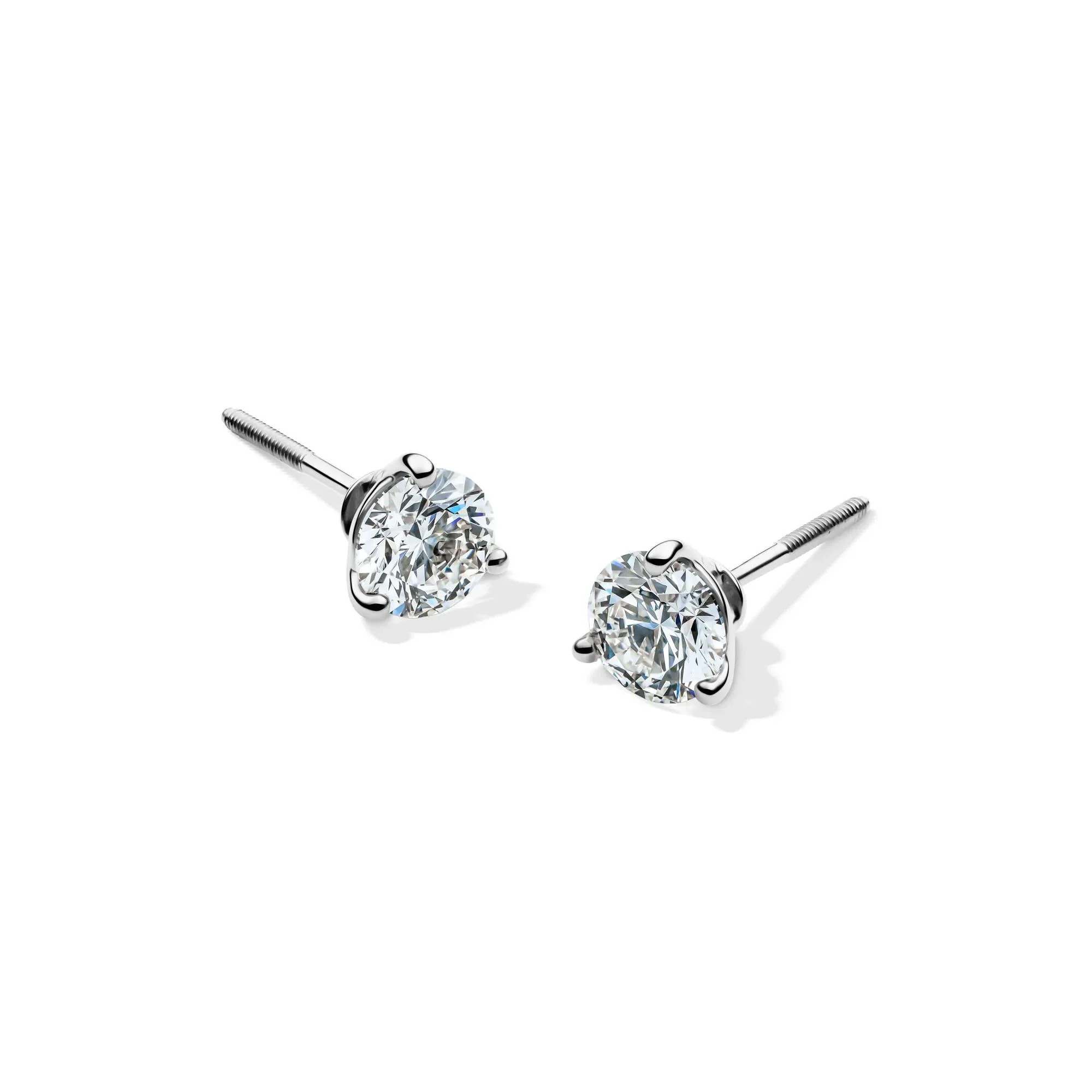 1 CT. Tw. Lab Grown Diamond Martini Stud Earrings 14K White Gold Size 5.20mm