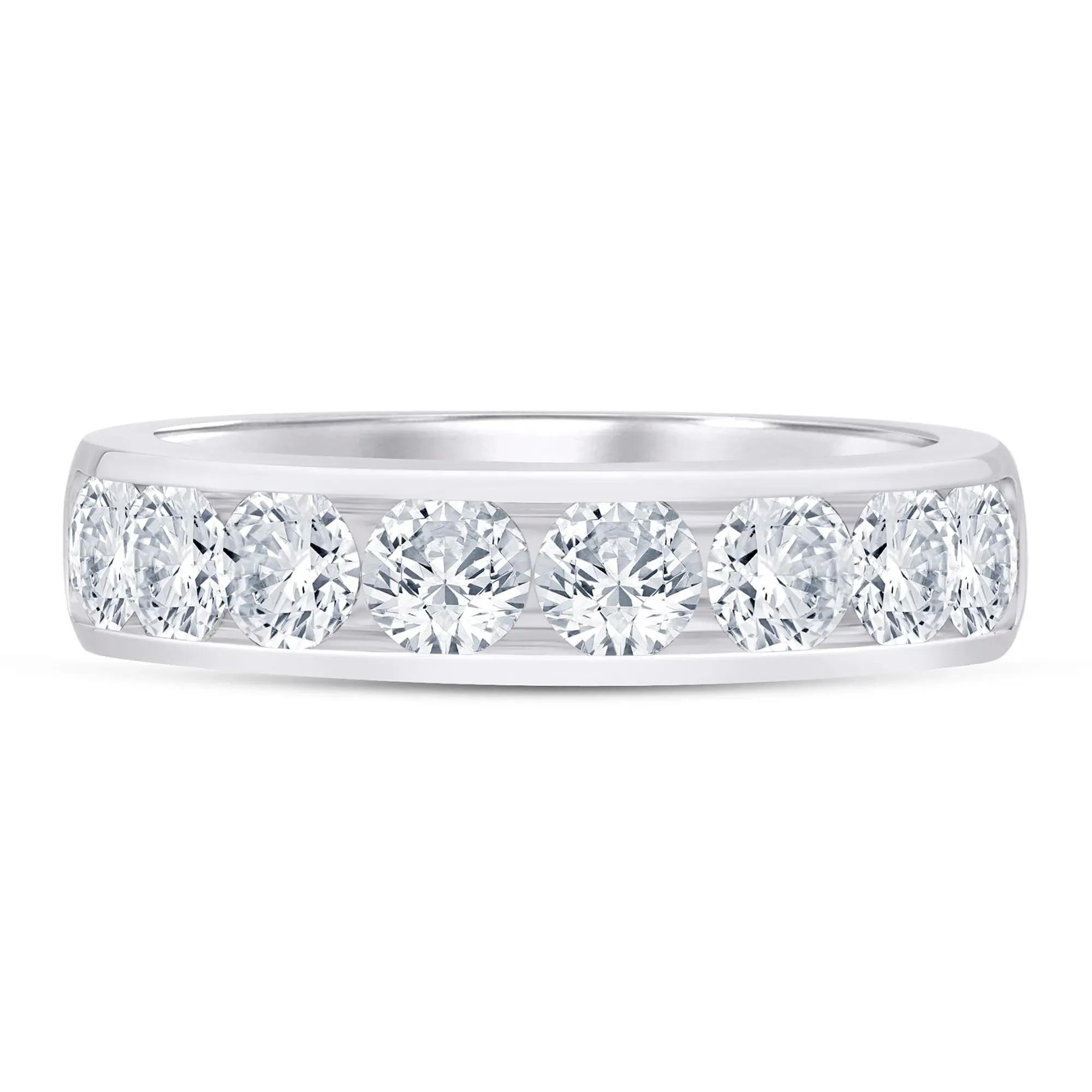 2 CT. Tw. Lab Grown Diamond Channel-Set Band Ring Platinum White Size 7.5 5mm