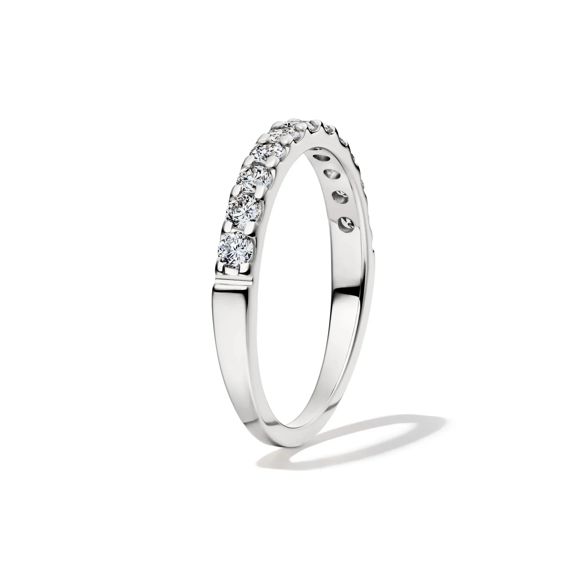 1/2 CT. Tw. Lab Grown Diamond Wedding Band Ring Platinum Round Brilliant Cut White Size 6.5 1.5mm - Image 3