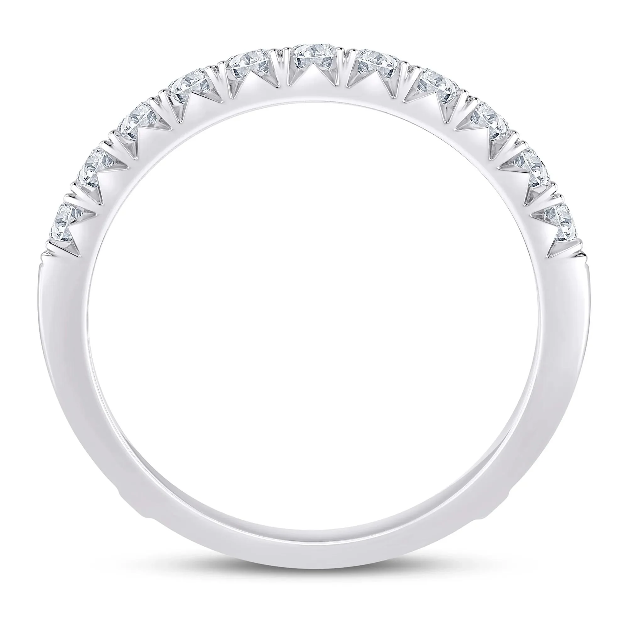 1 CT. Tw. Lab Grown Diamond French Pavé Ring Enhancer Platinum White Size 7.5mm - Image 2