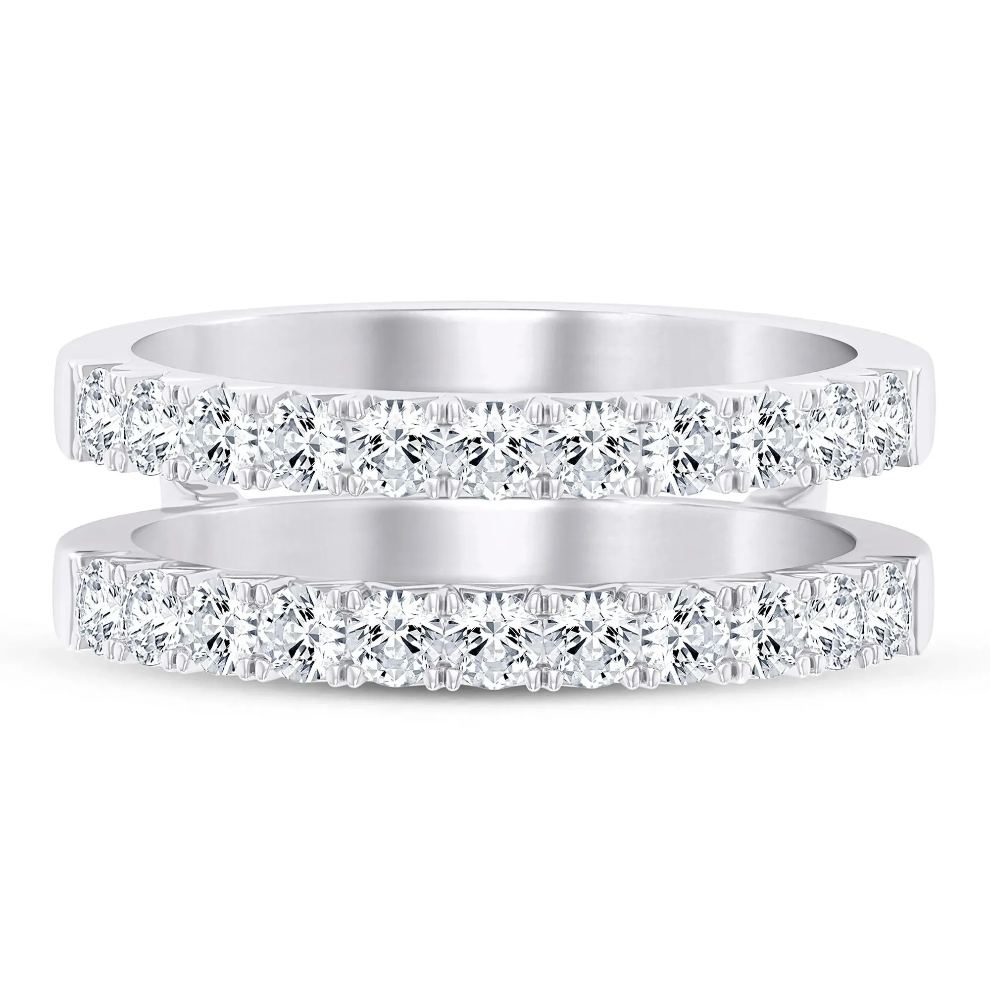 1 CT. Tw. Lab Grown Diamond French Pavé Ring Enhancer Platinum White Size 8 7.5mm