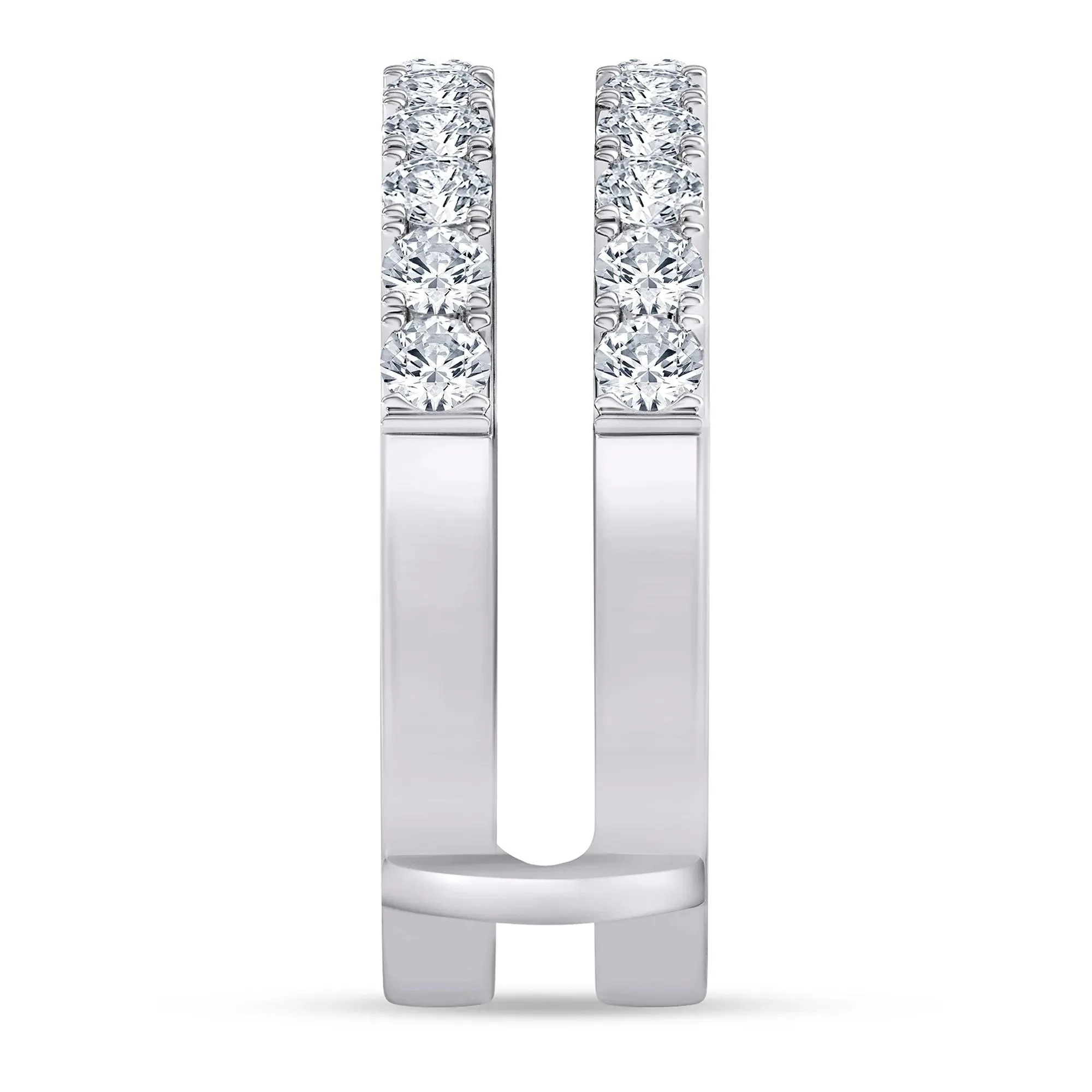 1 CT. Tw. Lab Grown Diamond French Pavé Ring Enhancer Platinum White Size 8 7.5mm - Image 3