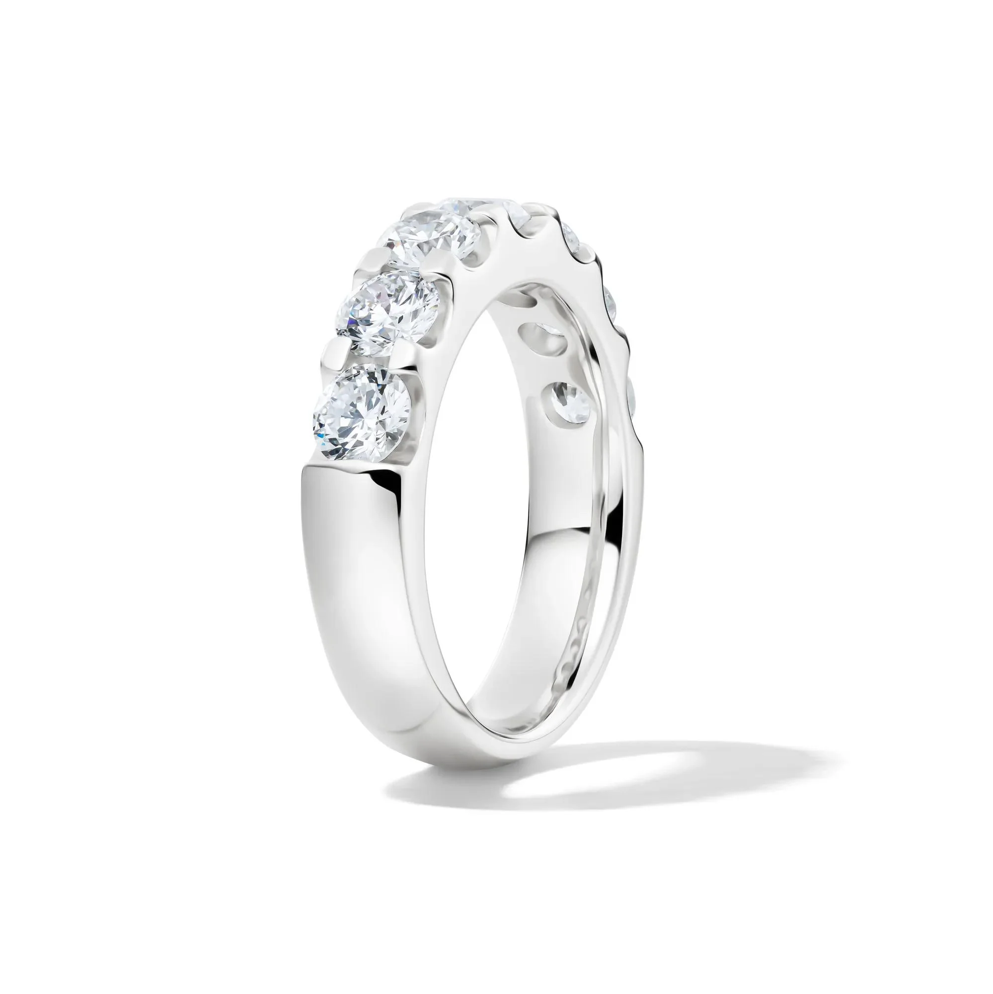 2 CT. Tw. Lab Grown Diamond Seven-Stone Anniversary Band Ring Platinum Round Brilliant Cut White Size 6 4.5mm - Image 3