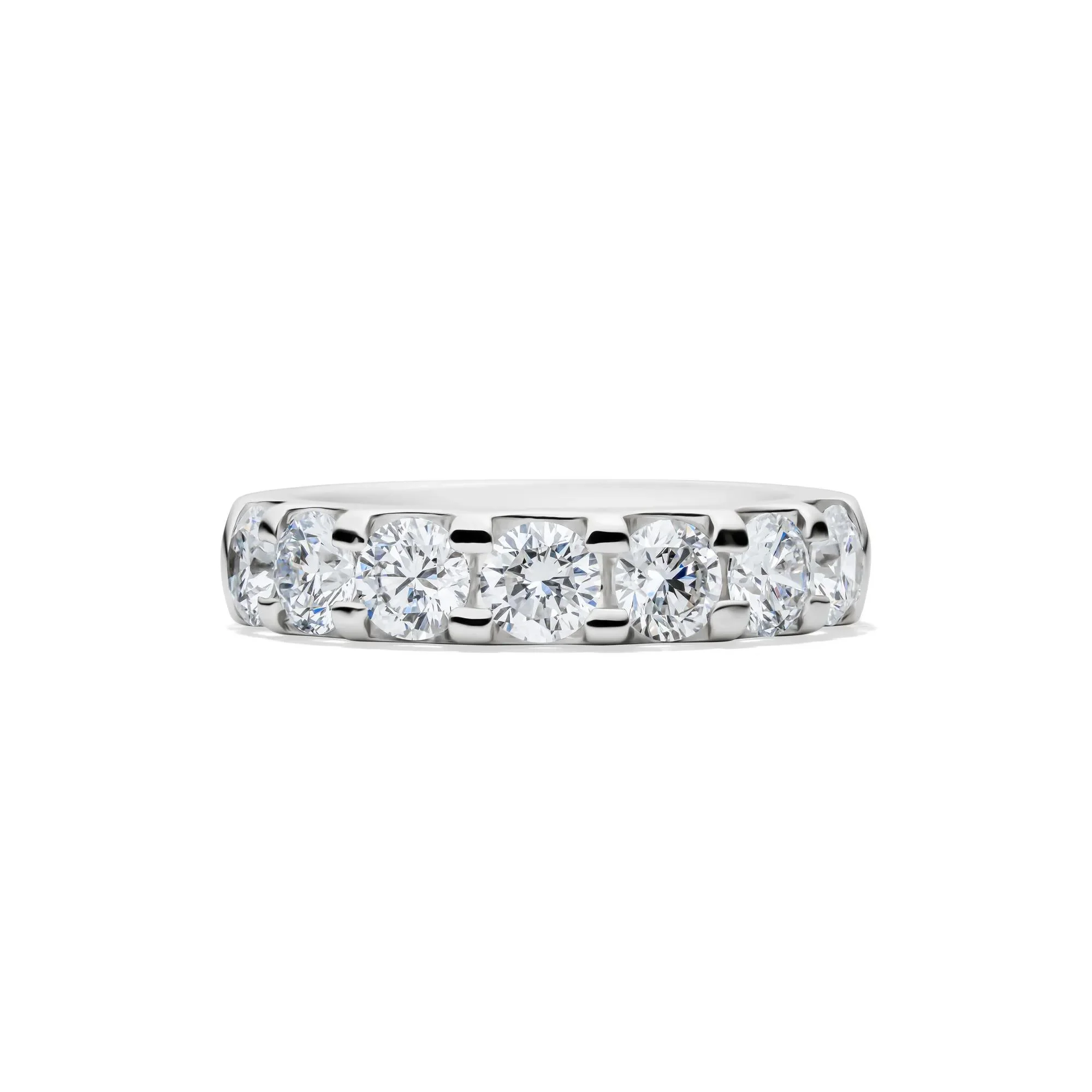 2 CT. Tw. Lab Grown Diamond Seven-Stone Anniversary Band Ring Platinum White Size 8.5 4.5mm