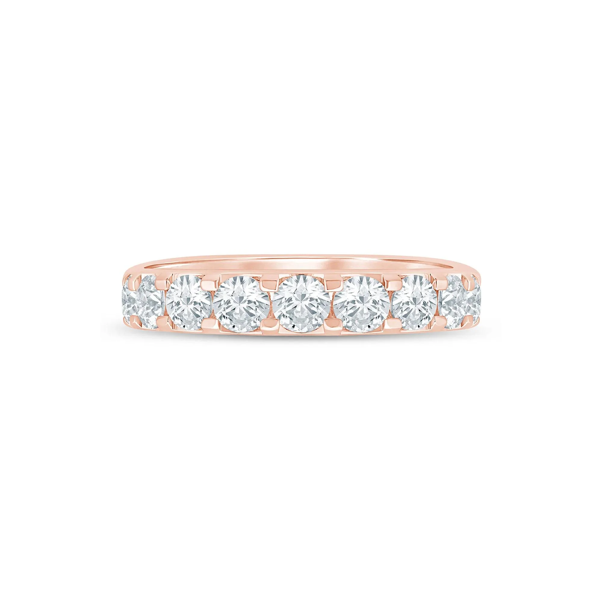 2 CT. Tw. Lab Grown Diamond Wedding Band Ring 14K Rose Gold Round Brilliant Cut Size 6 2mm