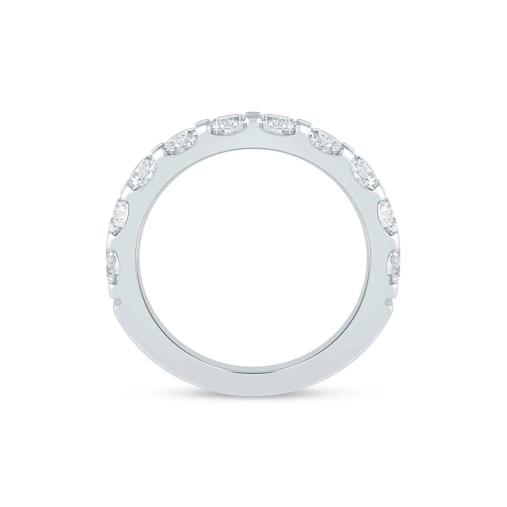 2 CT. Tw. Lab Grown Diamond Wedding Band Ring 14K White Gold Round Brilliant Cut Size 7.5 2mm - Image 2