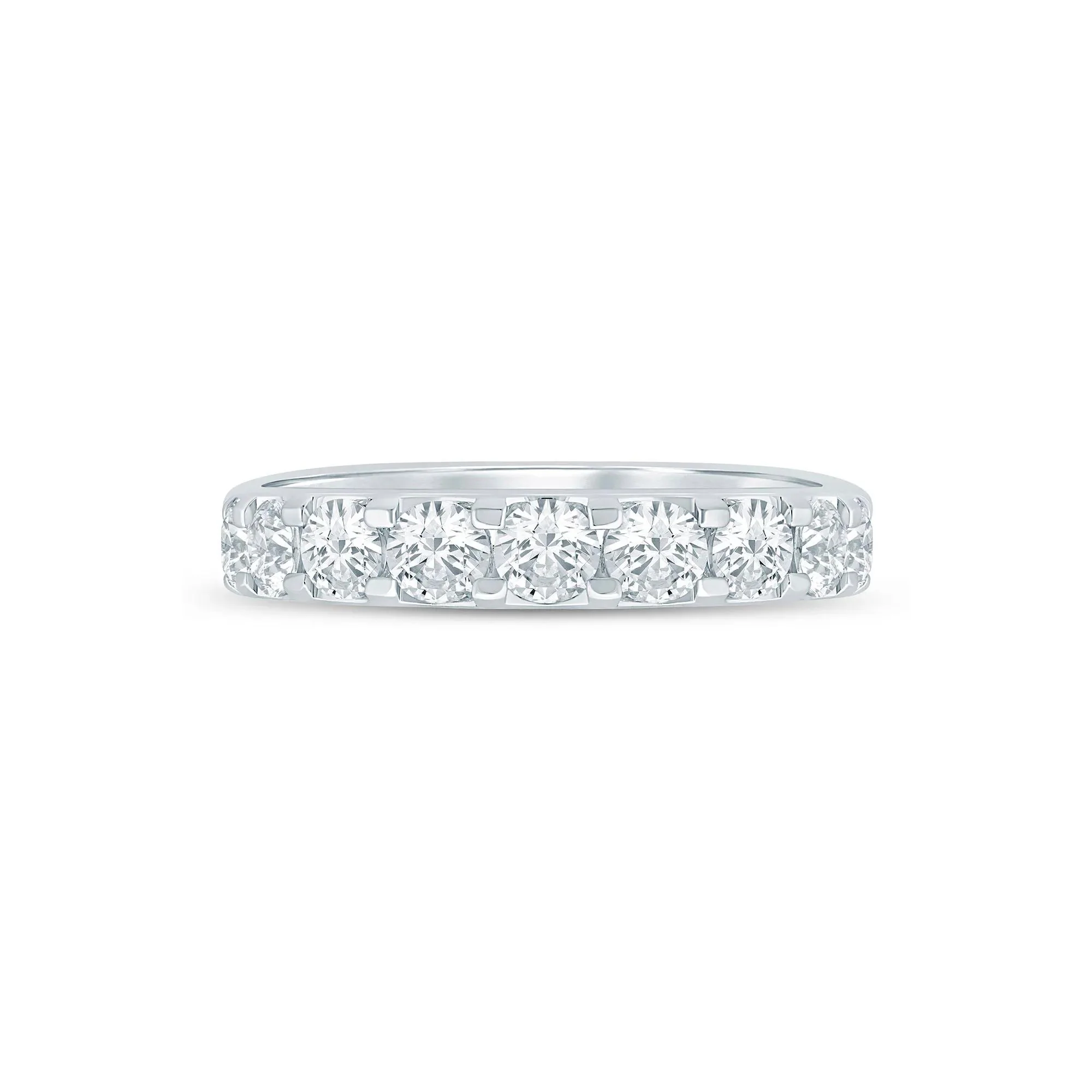 2 CT. Tw. Lab Grown Diamond Wedding Band Ring 14K White Gold Round Brilliant Cut Size 8.5 2mm