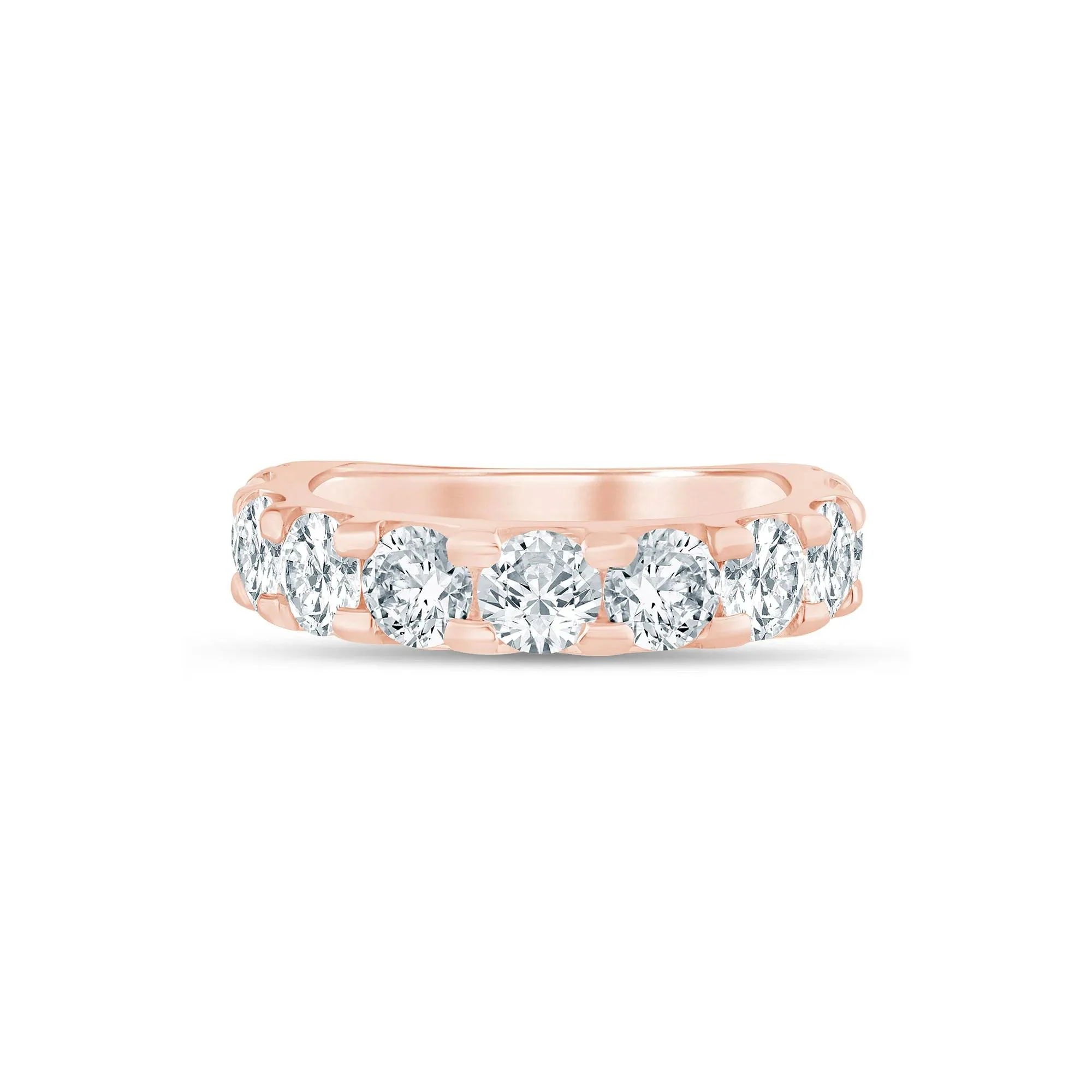 3 CT. Tw. Lab Grown Diamond Wedding Band Ring 14K Rose Gold Round Brilliant Cut Size 7.5 3mm