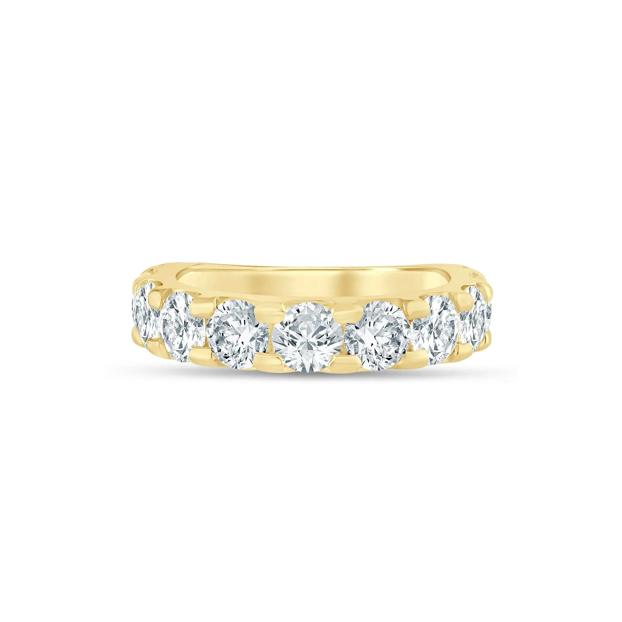 3 CT. Tw. Lab Grown Diamond Wedding Band Ring 14K Yellow Gold Round Brilliant Cut Size 7.5 3mm