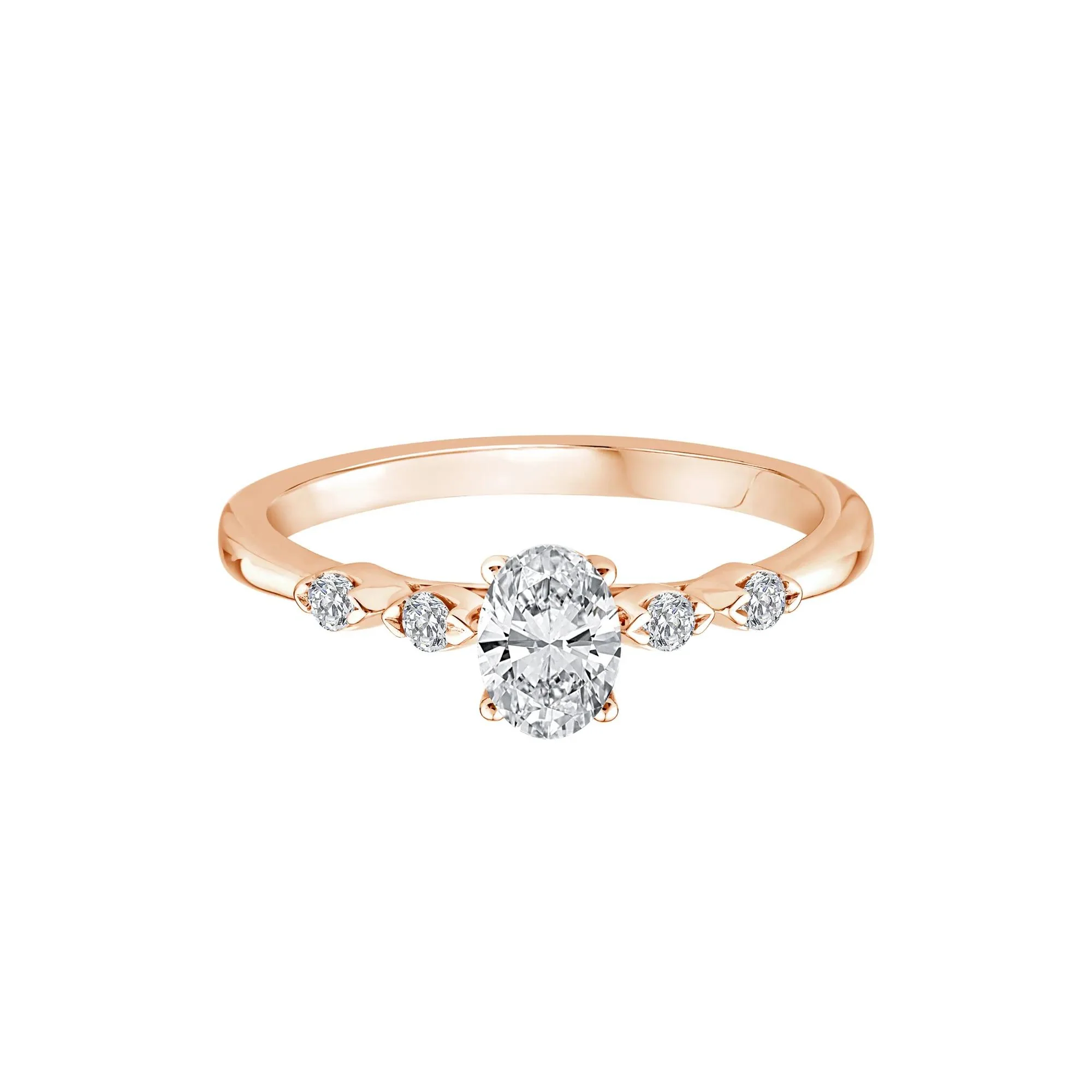 1/2 CT. Tw. Diamond Oval Promise Ring 10K Rose Gold Round Brilliant Cut Size 7