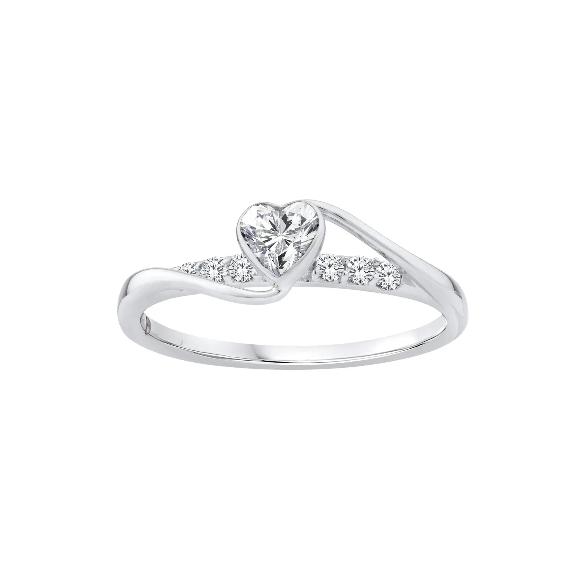 3/8 CT. Tw. Diamond Heart Promise Ring 10K White Gold Size 7