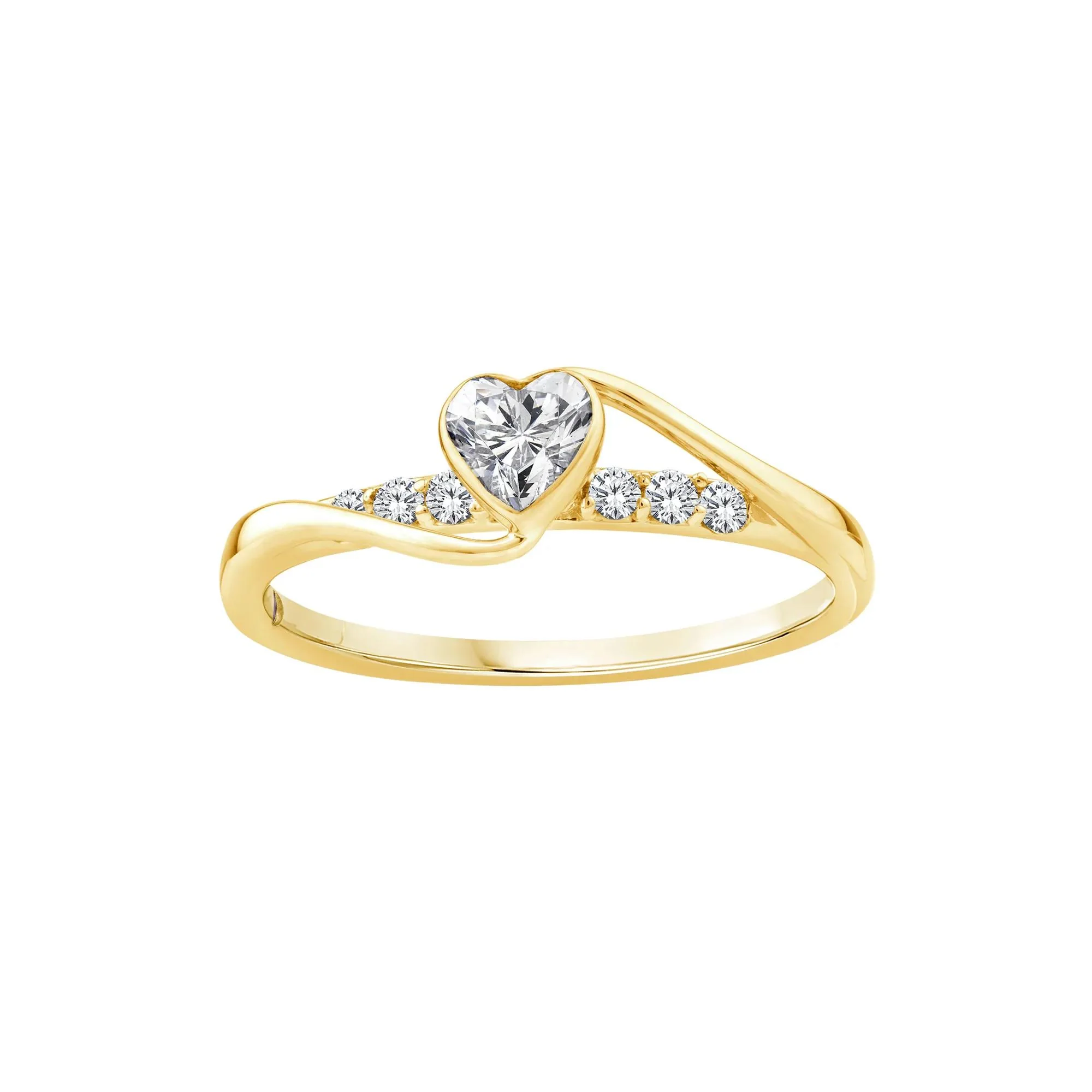 3/8 CT. Tw. Diamond Heart Promise Ring 10K Yelllow Gold Yellow Size 7