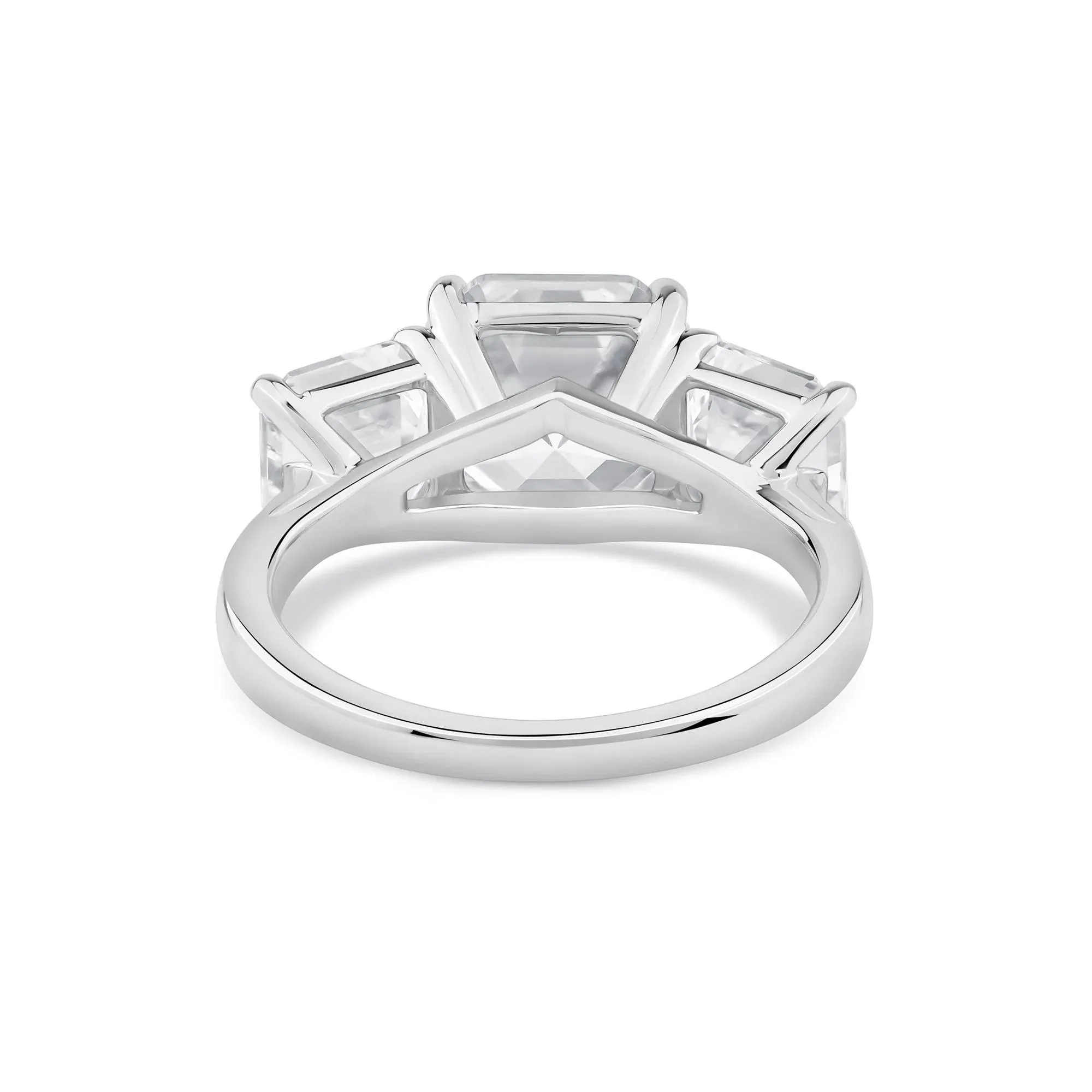 7 CT. Tw. Lab Grown Diamond Asscher-Cut Three Stone Engagement Ring Platinum White Size 7 2.5mm - Image 4