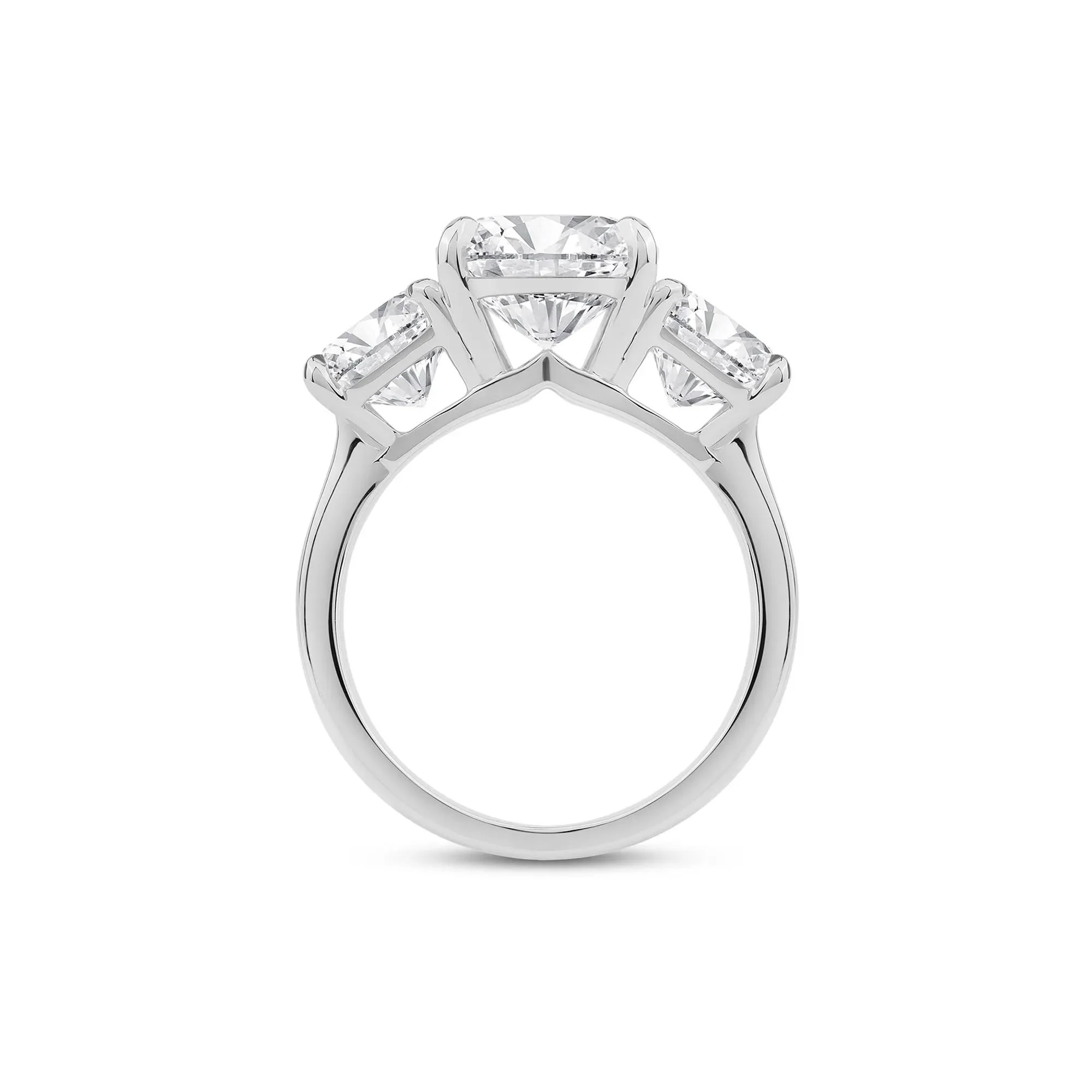 7 CT. Tw. Lab Grown Diamond Asscher-Cut Three Stone Engagement Ring Platinum White Size 7.5 2.5mm - Image 2