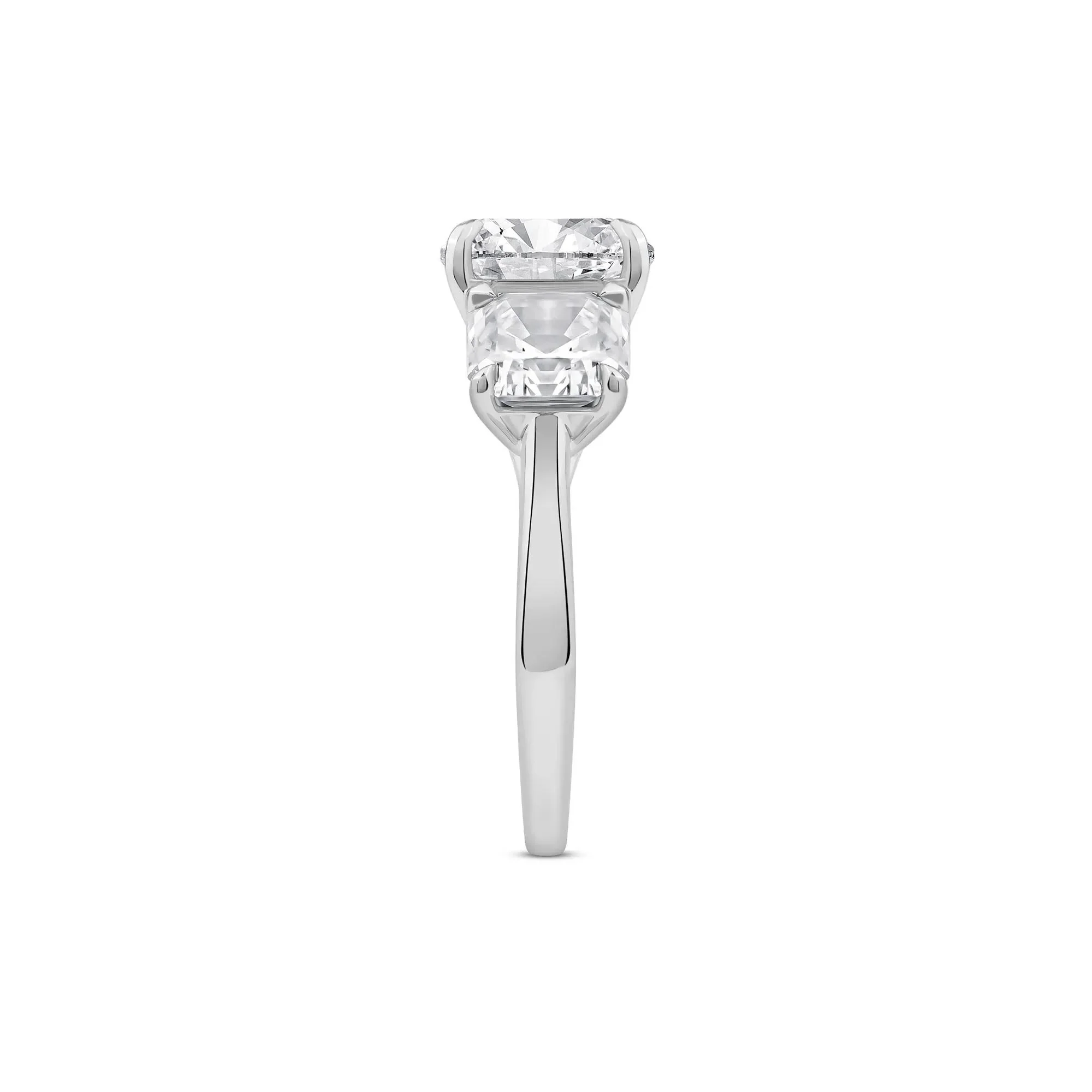 7 CT. Tw. Lab Grown Diamond Asscher-Cut Three Stone Engagement Ring Platinum White Size 8 2.5mm - Image 3