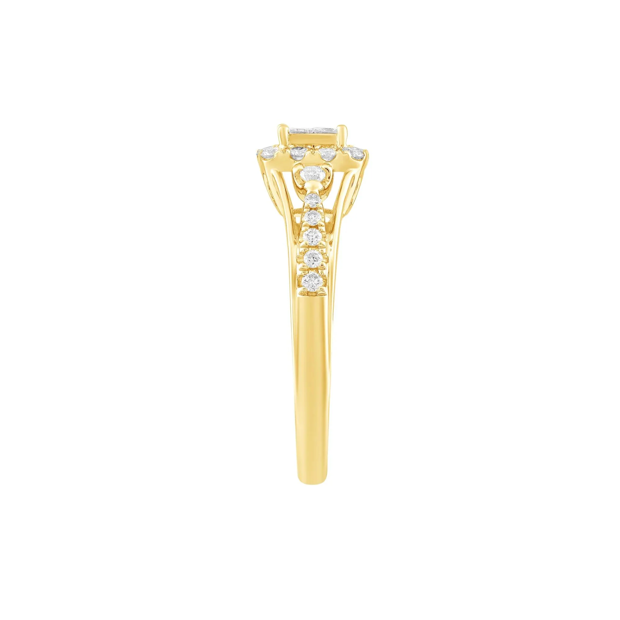 1/2 CT. Tw. Diamond Engagement Ring 10K Yellow Gold Size 7 - Image 3
