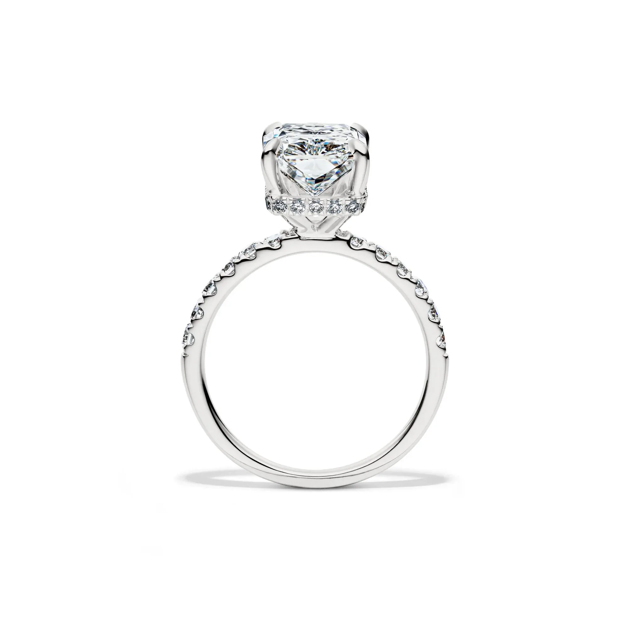 5 CT. Tw. Lab Grown Diamond Radiant-Cut Bridal Set 14K White Gold Ring Round Brilliant Cut Size 8.5 2mm - Image 4