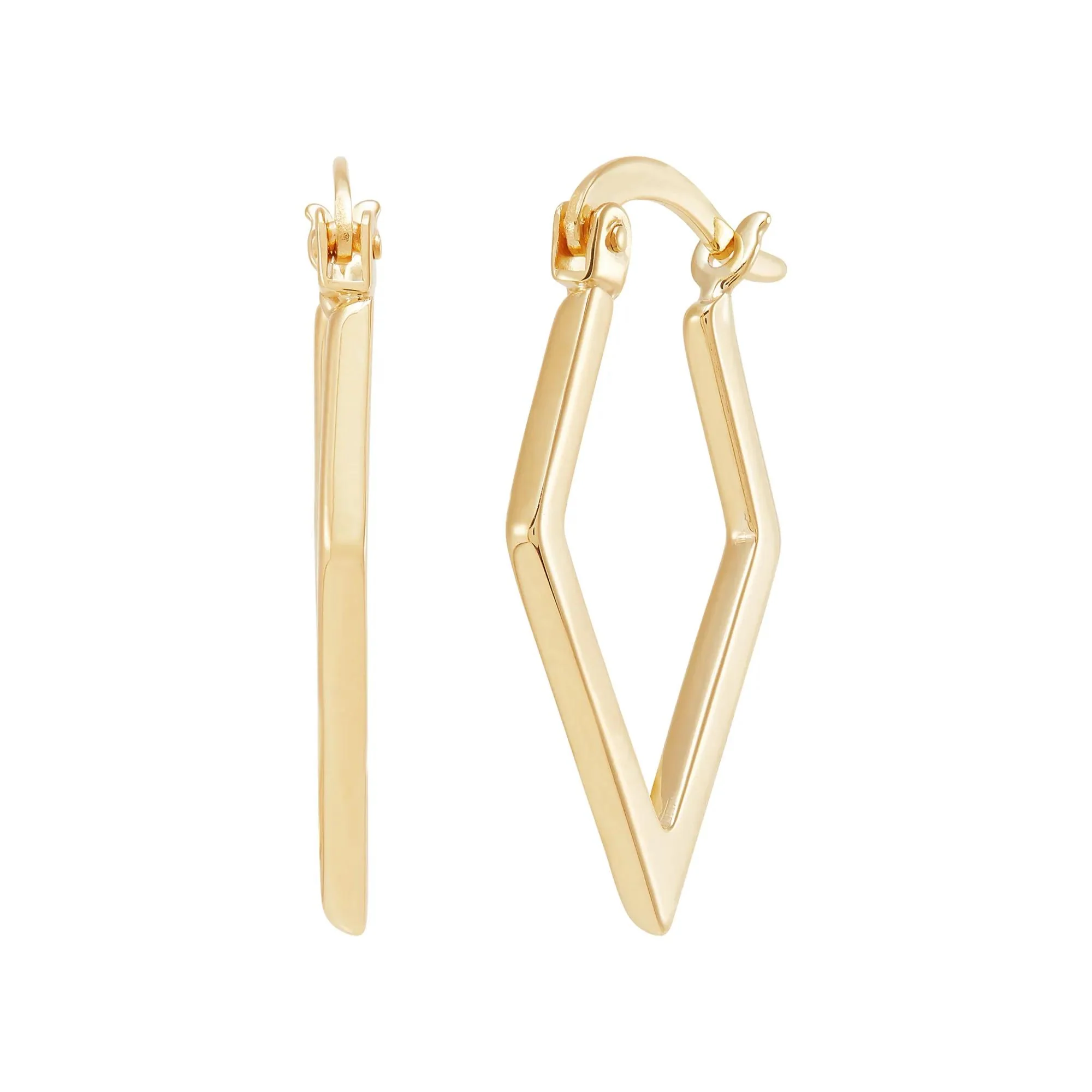 Diamond-Shaped Hoop Earrings 10K Yellow Gold 9x Size 9.00mm