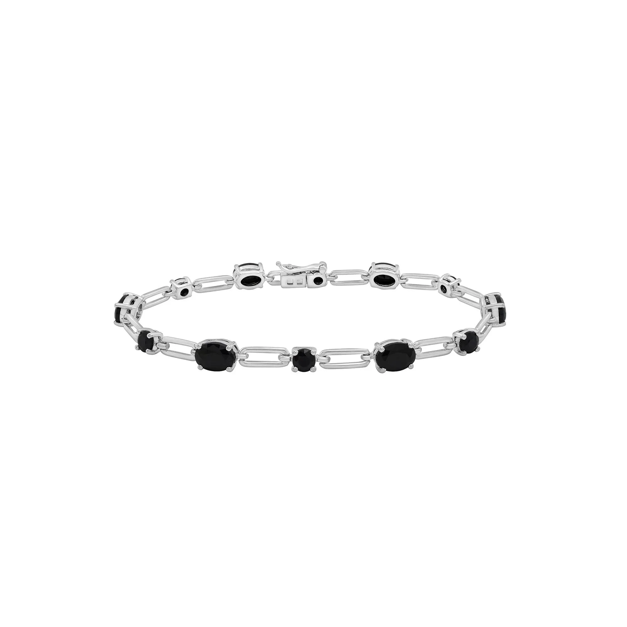 Black Sapphire Bracelet .925 Sterling Silver White Size 5.10mm
