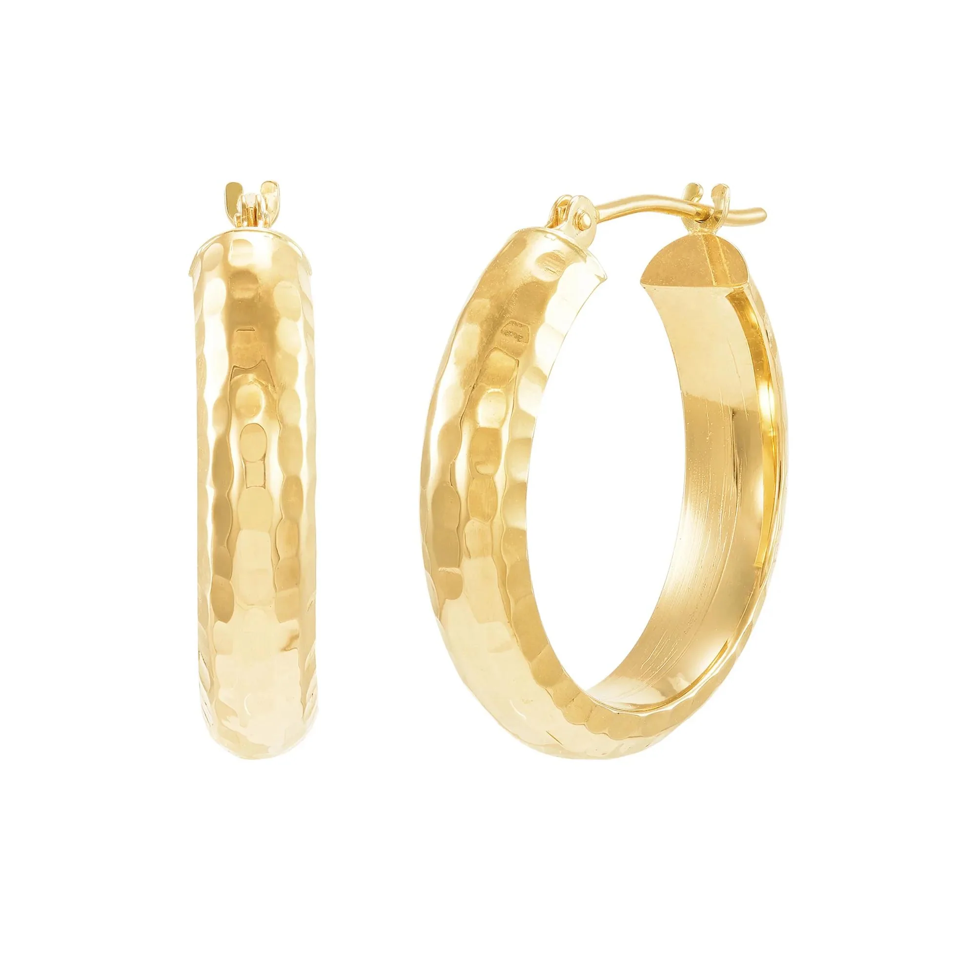 Diamond-Cut Hoop Earrings 14K Yellow Gold 17x Size 17.00mm