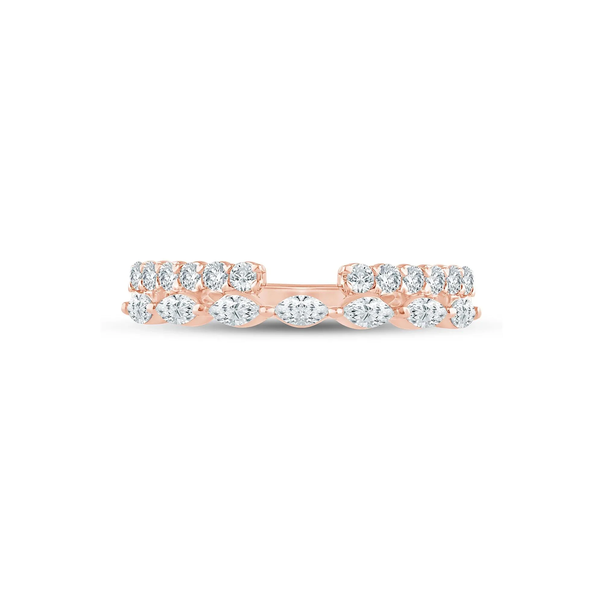 1/2 CT. Tw. Lab Grown Diamond Open Multi-Row Band Ring 14K Rose Gold Size 5 1.5mm