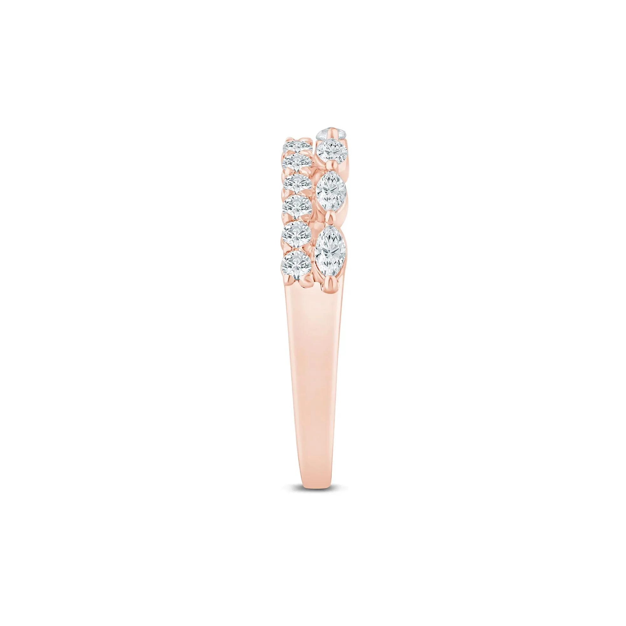 1/2 CT. Tw. Lab Grown Diamond Open Multi-Row Band Ring 14K Rose Gold Size 6.5 1.5mm - Image 3