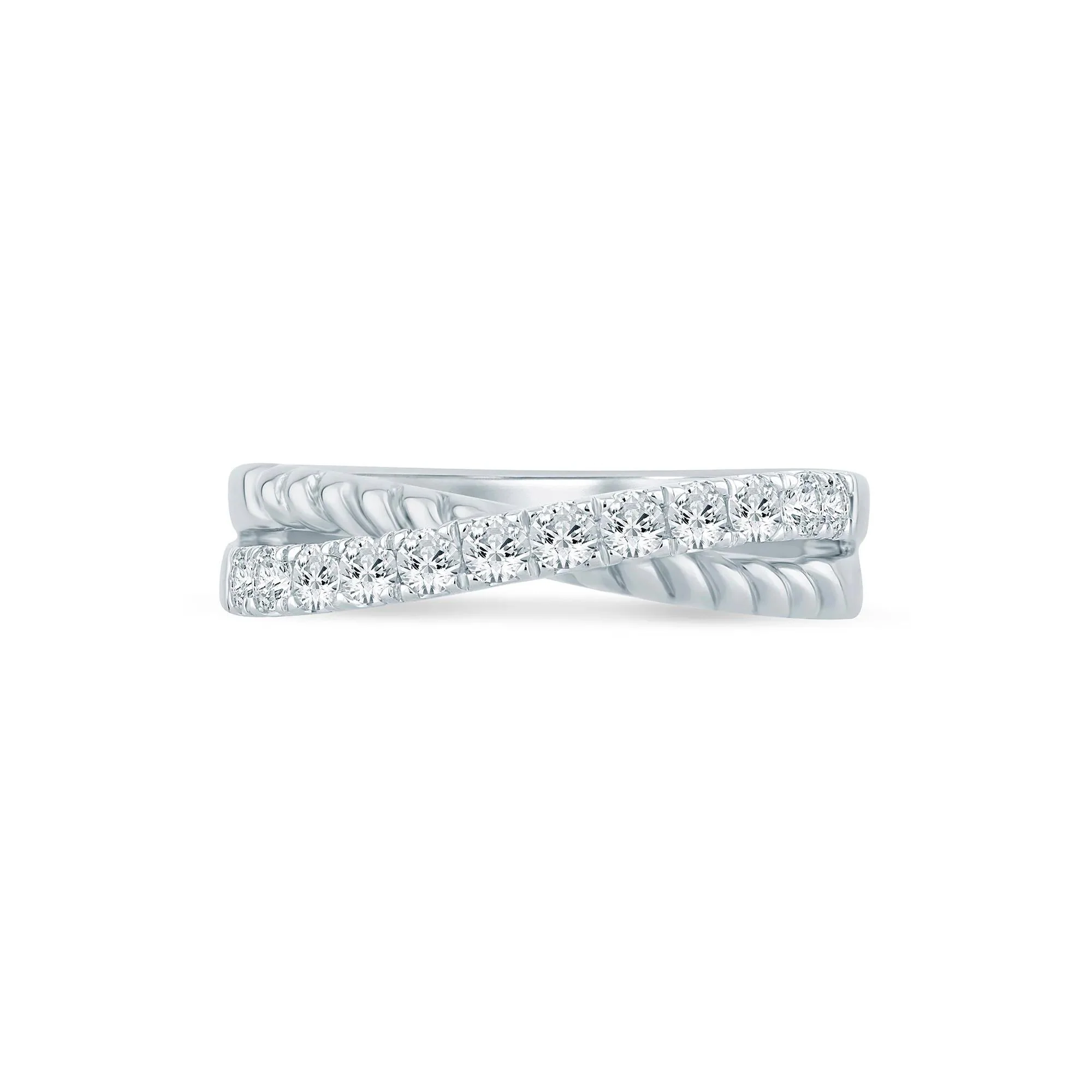1/2 CT. Tw. Lab Grown Diamond Twist Band Ring 14K White Gold Size 7 2mm