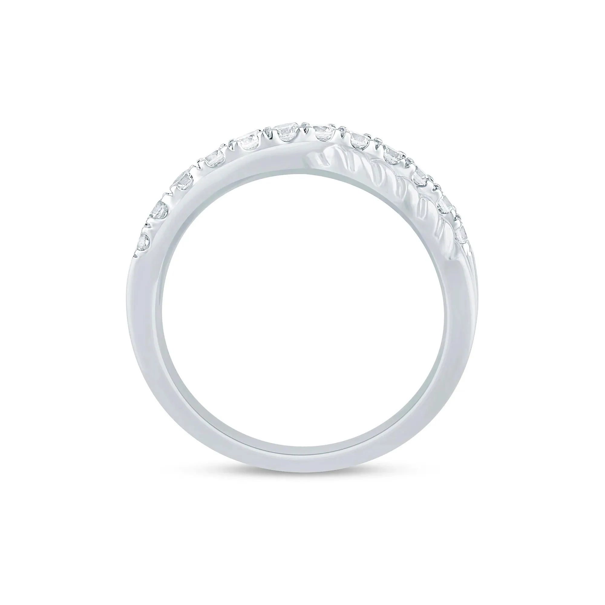 1/2 CT. Tw. Lab Grown Diamond Twist Band Ring 14K White Gold Size 9 2mm - Image 2