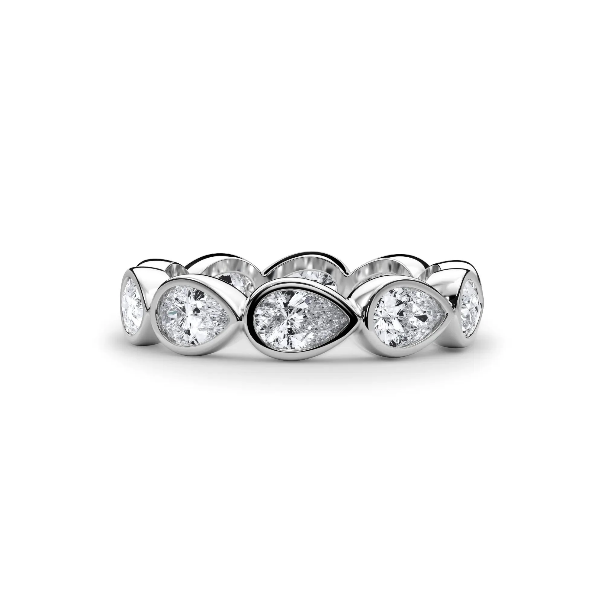 2 1/4 CT. Tw. Lab Grown Diamond Bezel-Set Eternity Band Ring Platinum White Size 7.5 3mm