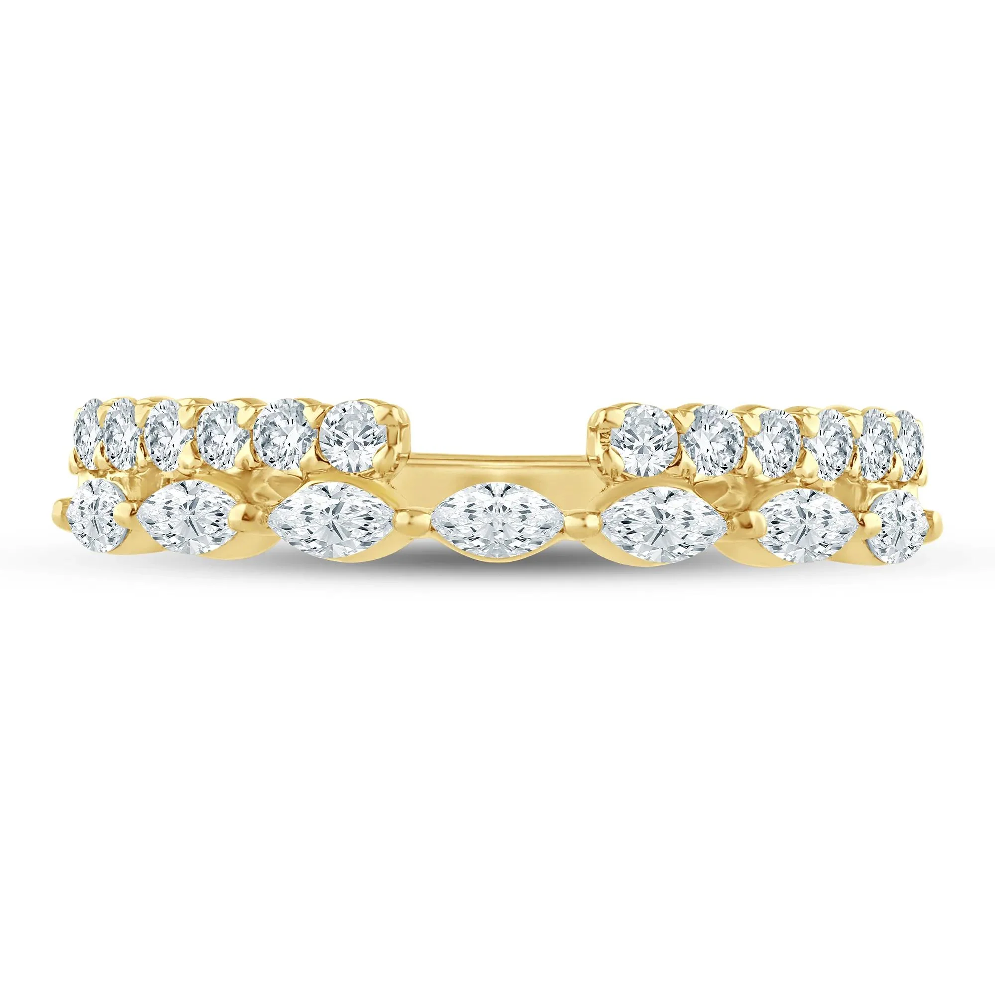 1/2 CT. Tw. Lab Grown Diamond Open Multi-Row Band Ring 14K Yellow Gold Size 7.5 1.5mm