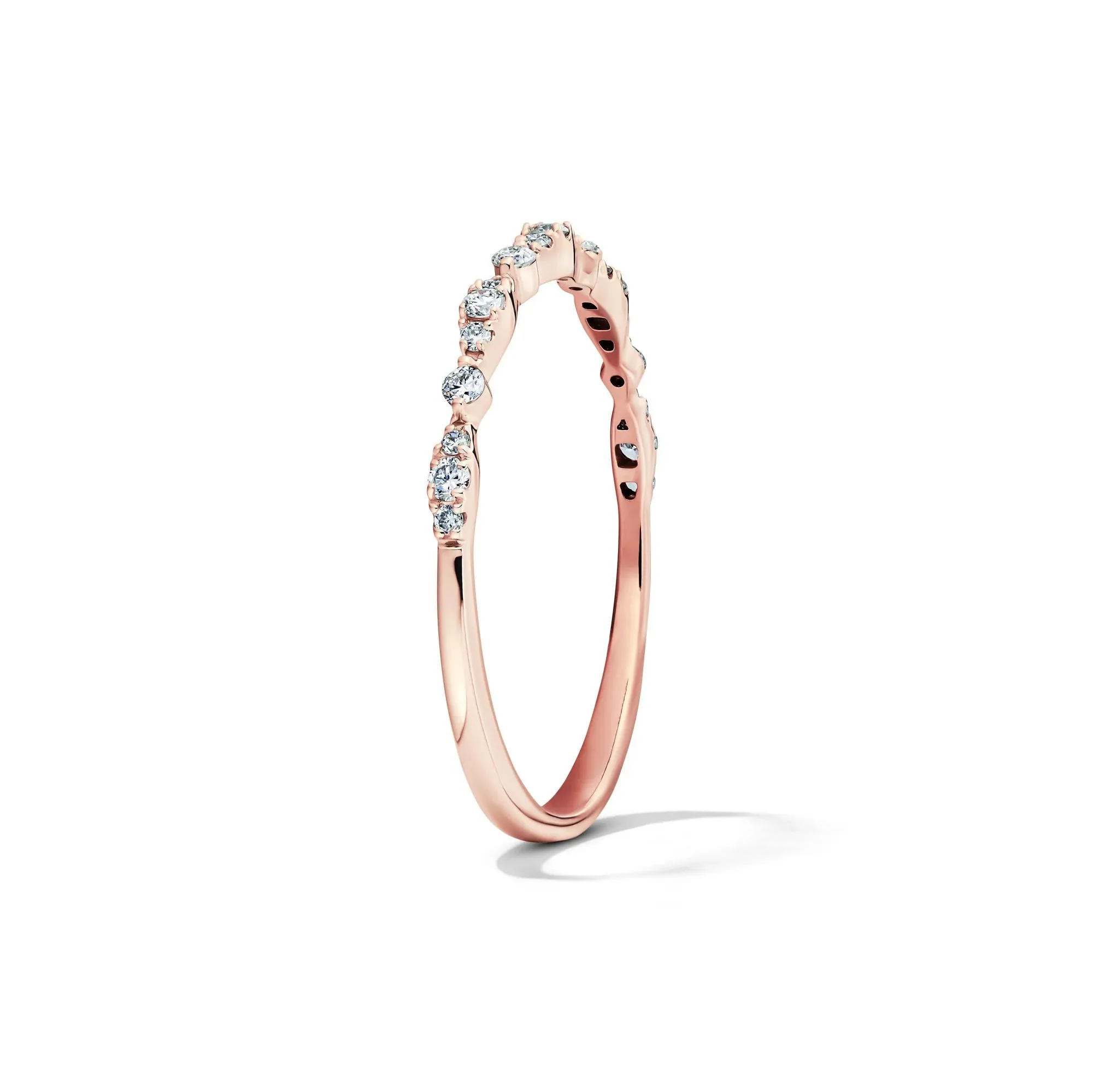 1/7 CT. Tw. Lab Grown Diamond Stack Band Ring 10K Rose Gold Size 6 1.5mm - Image 3