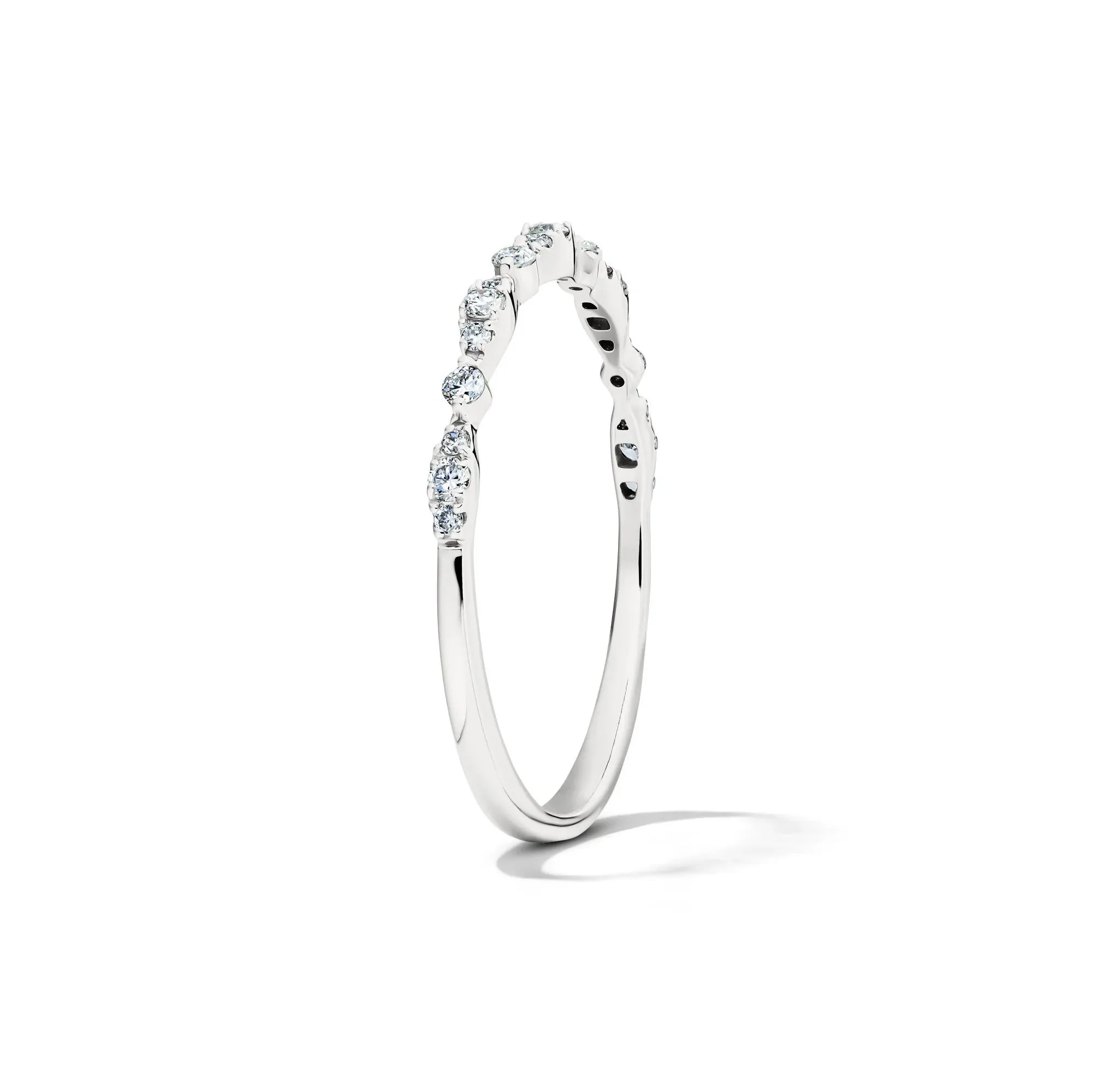 1/7 CT. Tw. Lab Grown Diamond Stack Band Ring 10K White Gold Size 9 1.5mm - Image 3