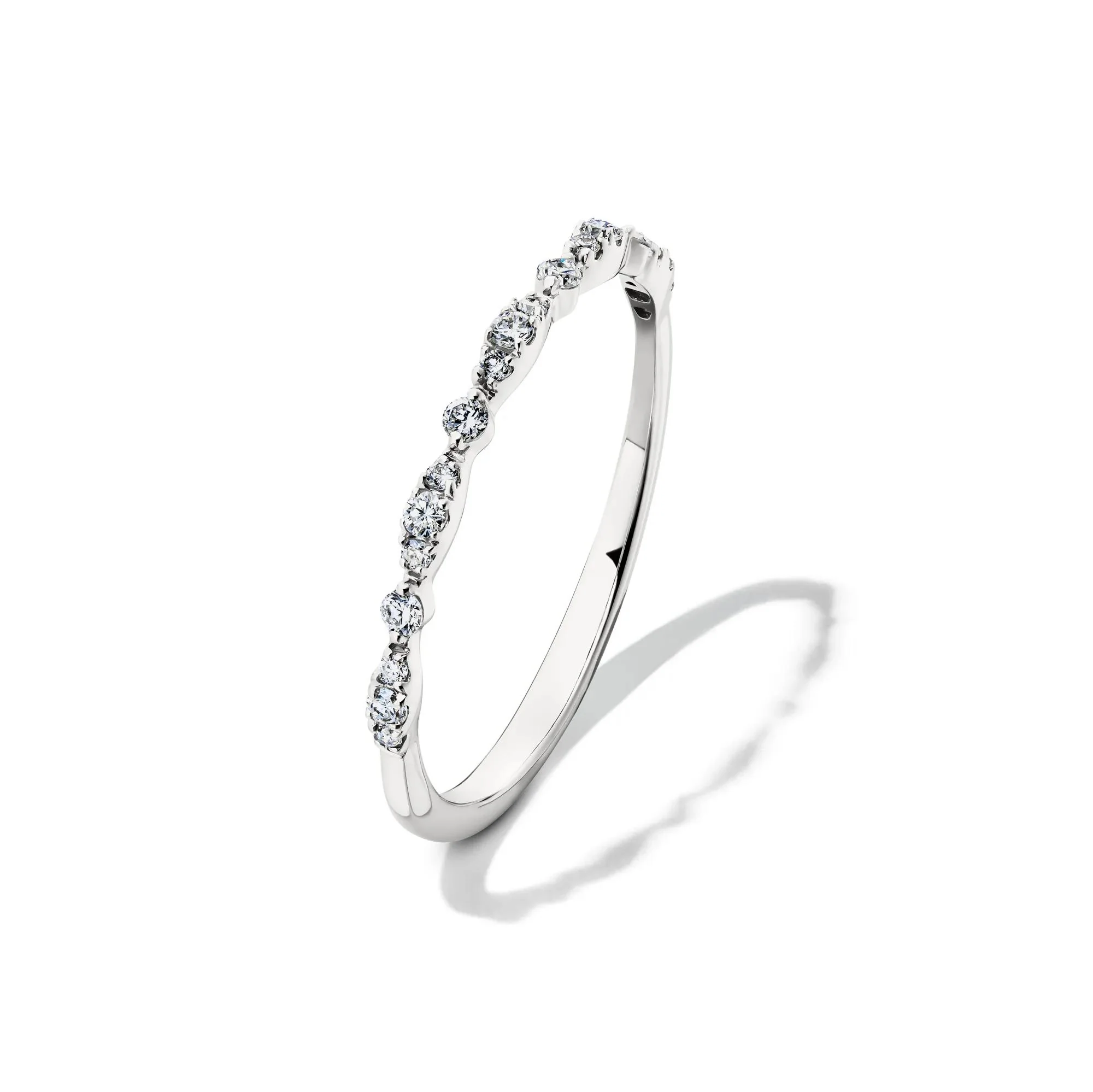 1/7 CT. Tw. Lab Grown Diamond Stack Band Ring 10K White Gold Size 9 1.5mm - Image 4