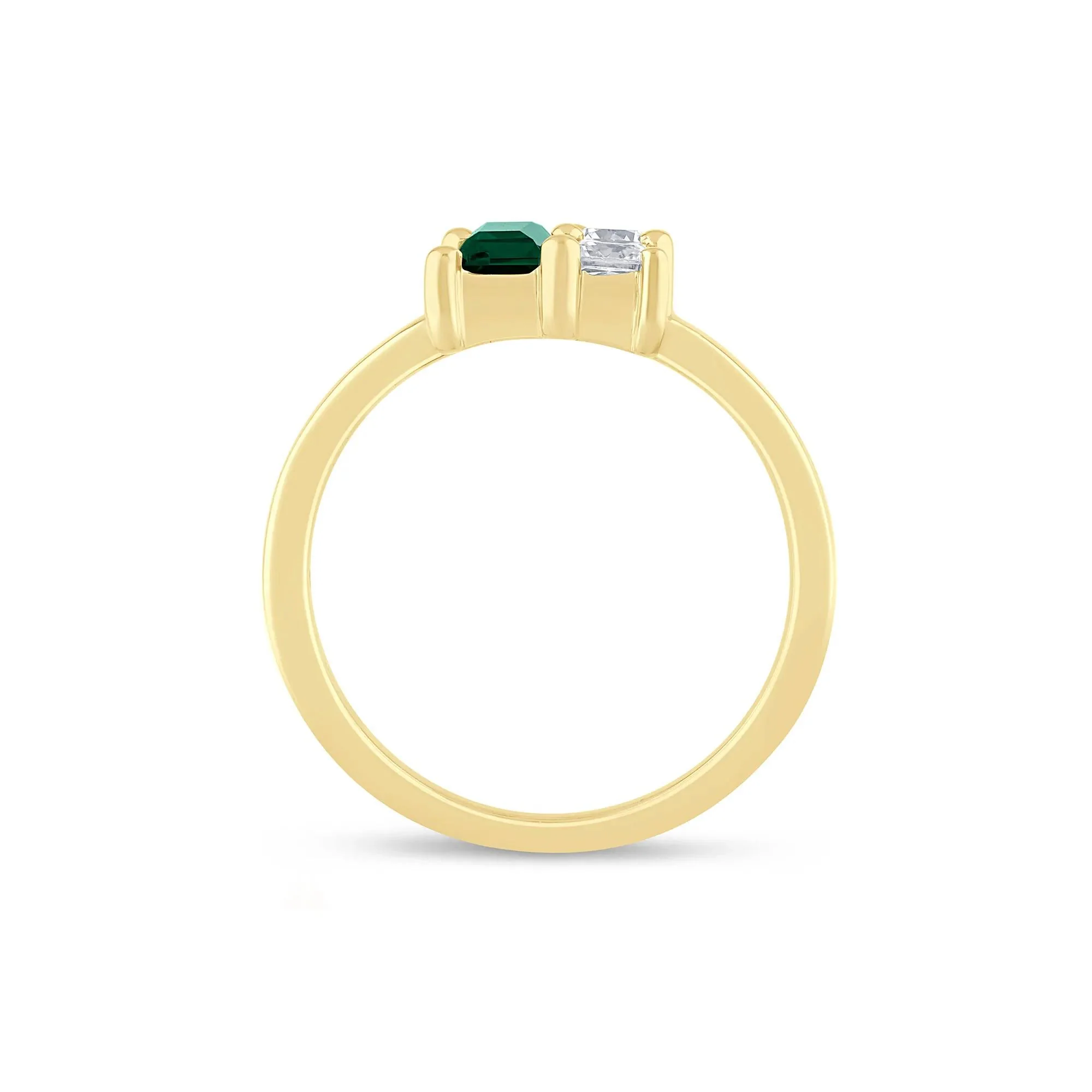 1/3 CT. Tw. Lab-Created Emerald and Lab Grown Diamond Ring 10K Yellow Gold Size 6.5 1.5mm - Image 2