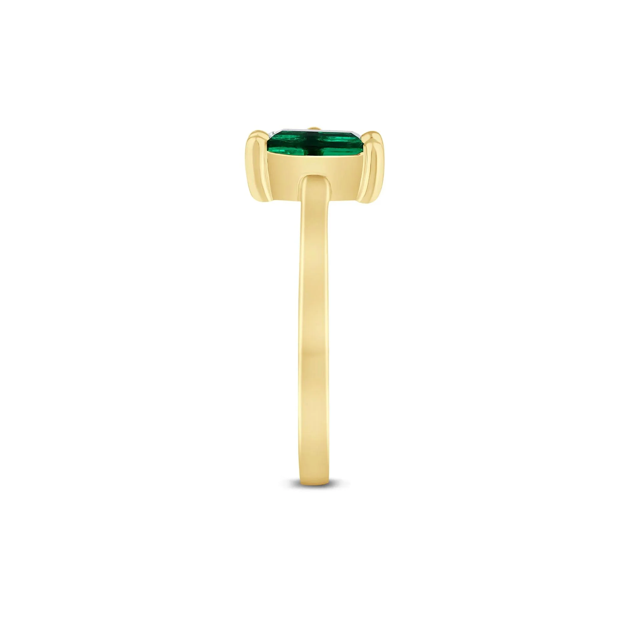 1/3 CT. Tw. Lab-Created Emerald and Lab Grown Diamond Ring 10K Yellow Gold Size 7 1.5mm - Image 3