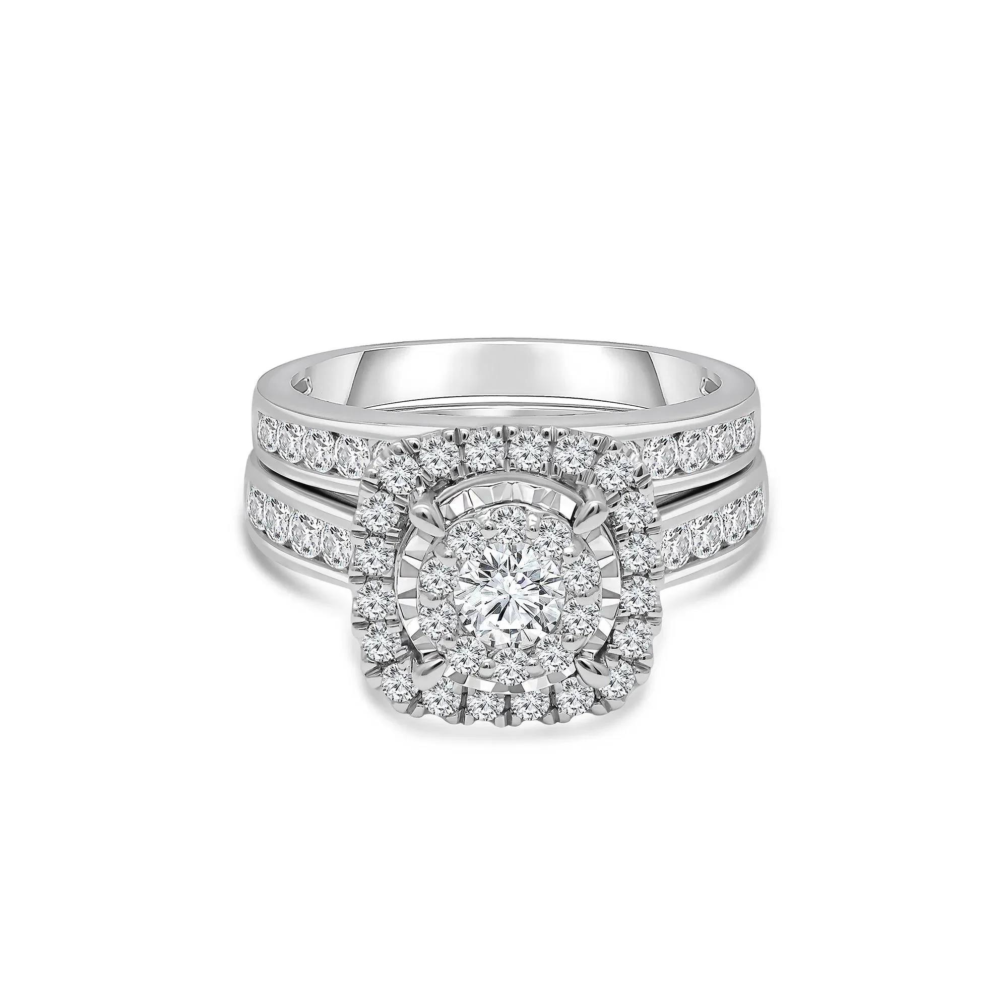 2 CT. Tw. Lab Grown Diamond Composite Center Engagement Set 10K White Gold Ring Size 8.5