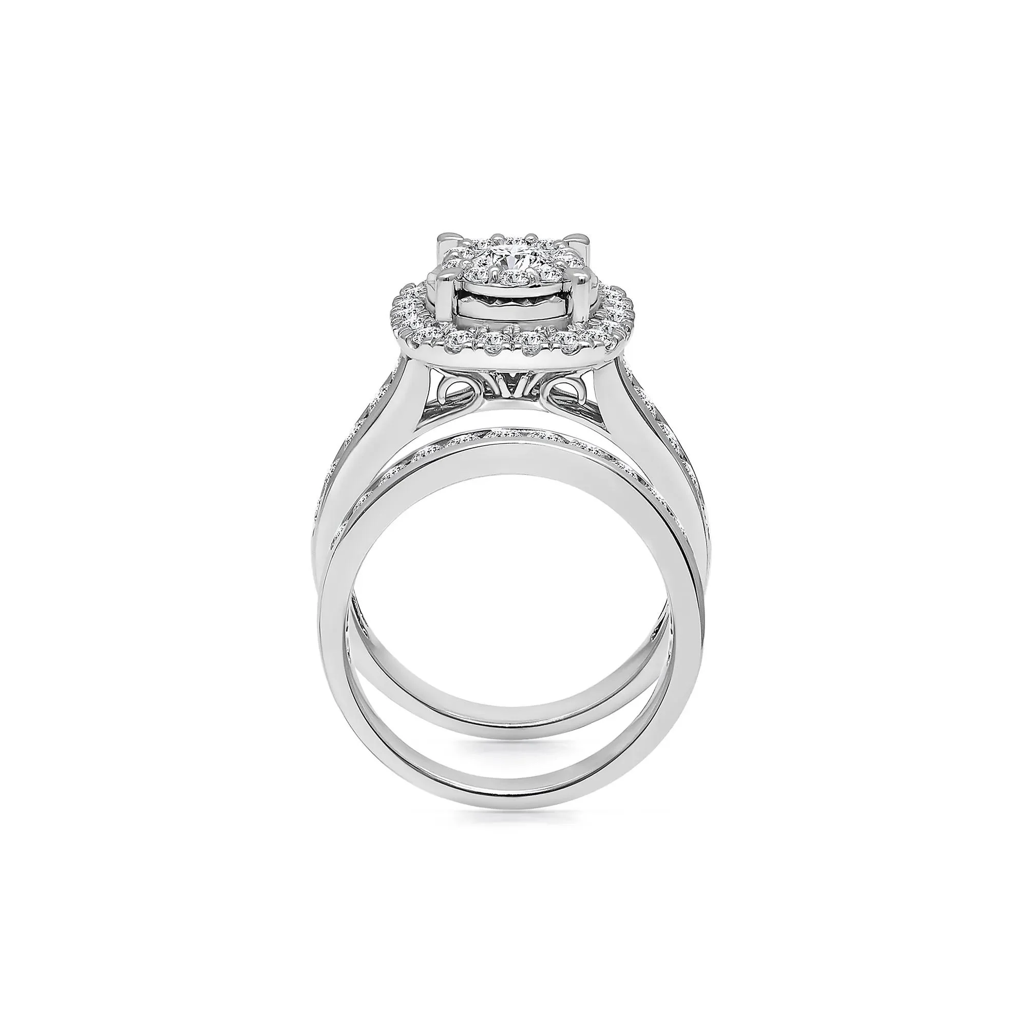2 CT. Tw. Lab Grown Diamond Composite Center Engagement Set 10K White Gold Ring Size 9 - Image 2